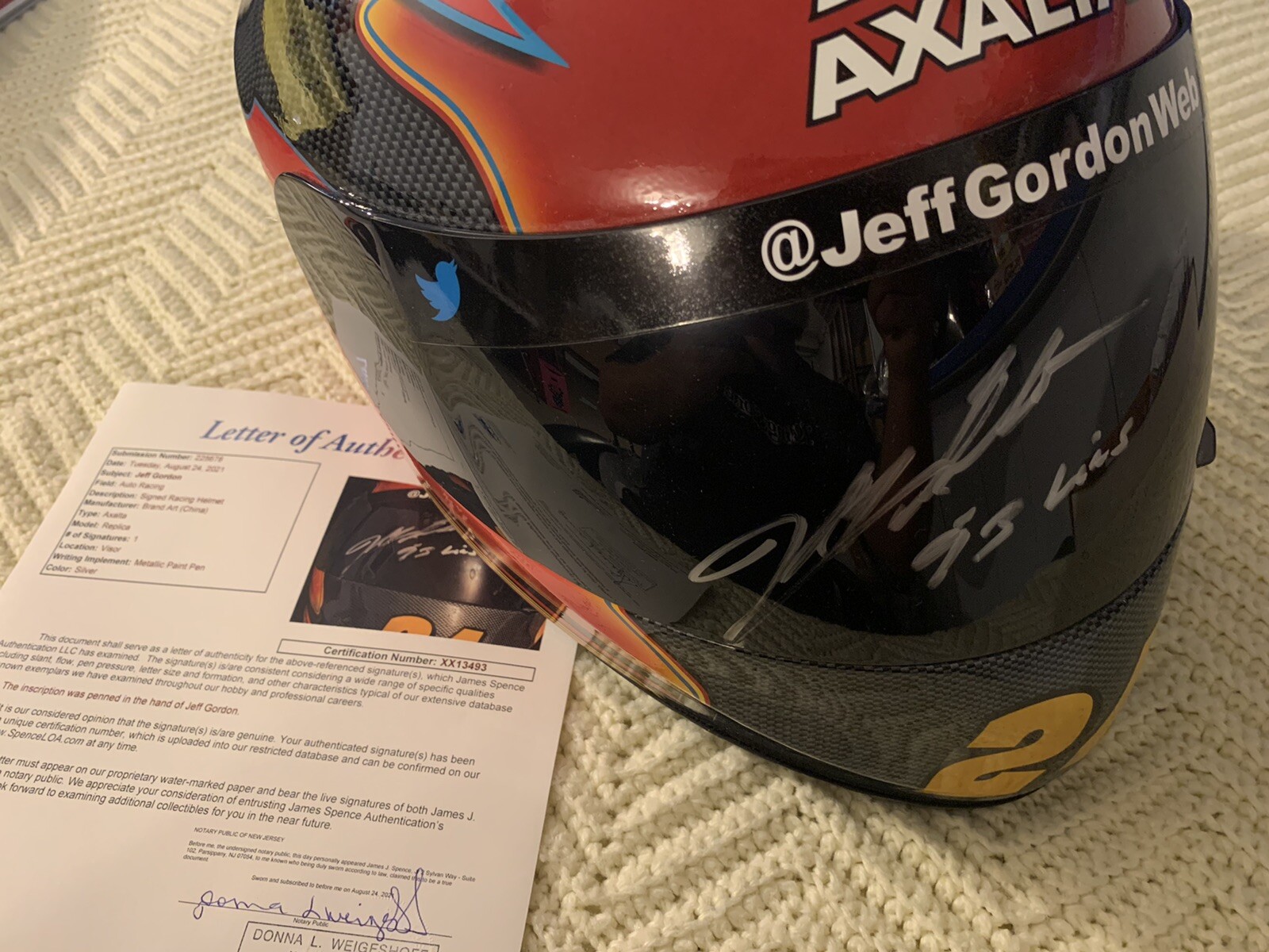 Jeff Gordon Signed F/S Helmet JSA Authenticated LOA COA Rare “93 Wins” Autograph
