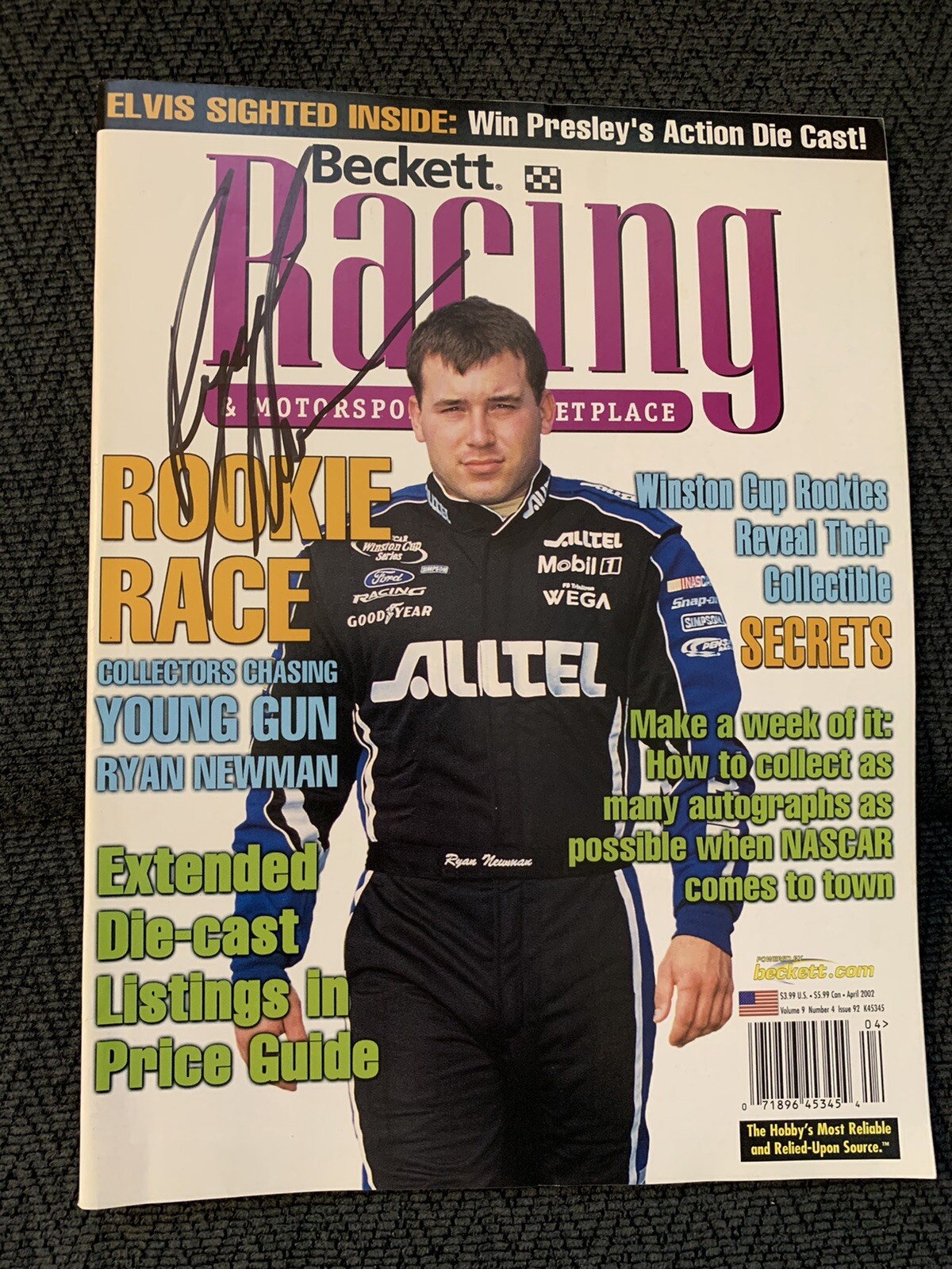 Autographed Ryan Newman Signed Beckett Magazine NASCAR
