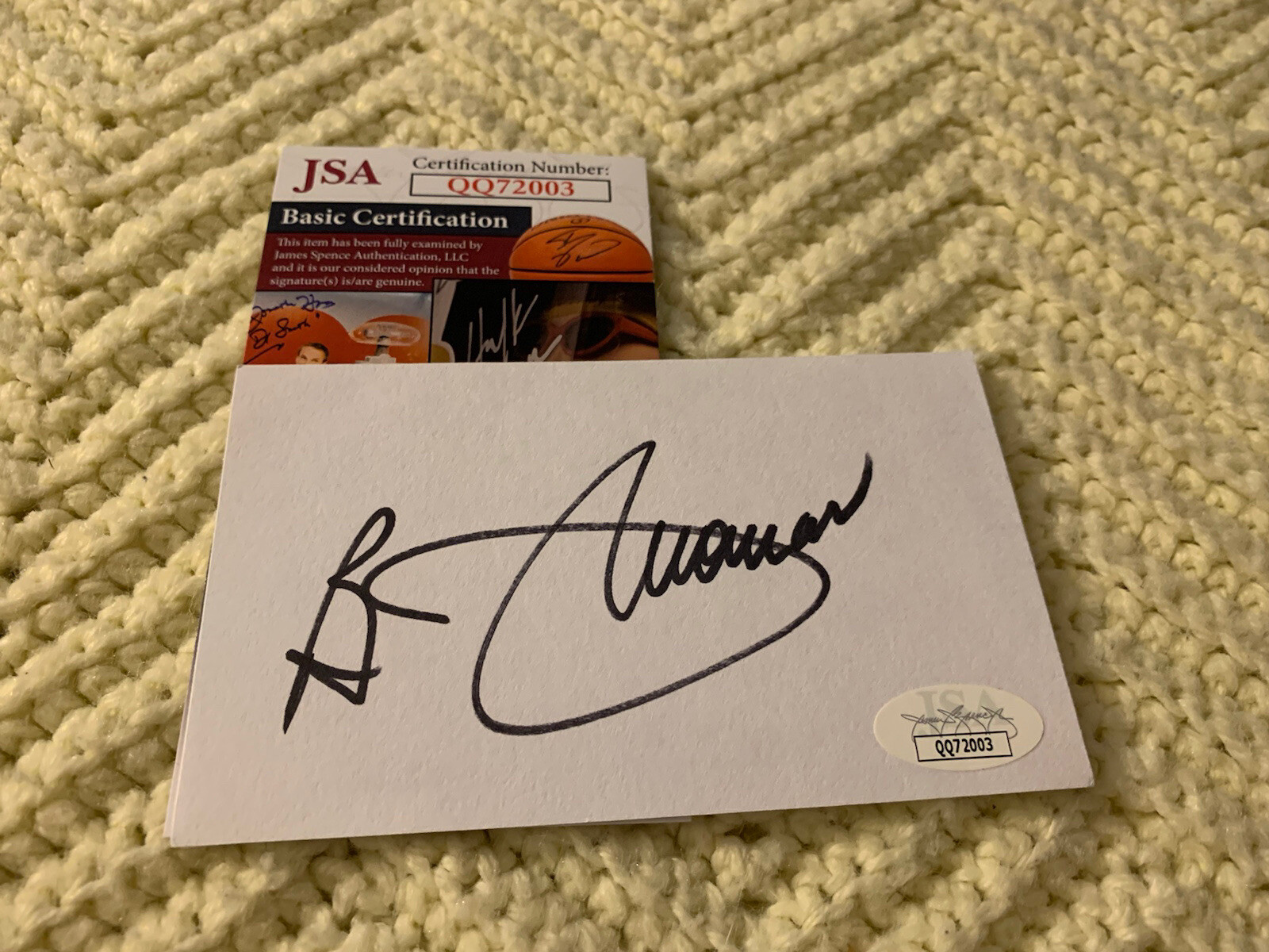 BJ Thomas Signed Index Card JSA Authentication COA Autographed Singer RIP
