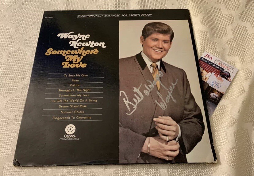 Wayne Newton SIGNED ALBUM COVER Somewhere My Love JSA Authentication COA
