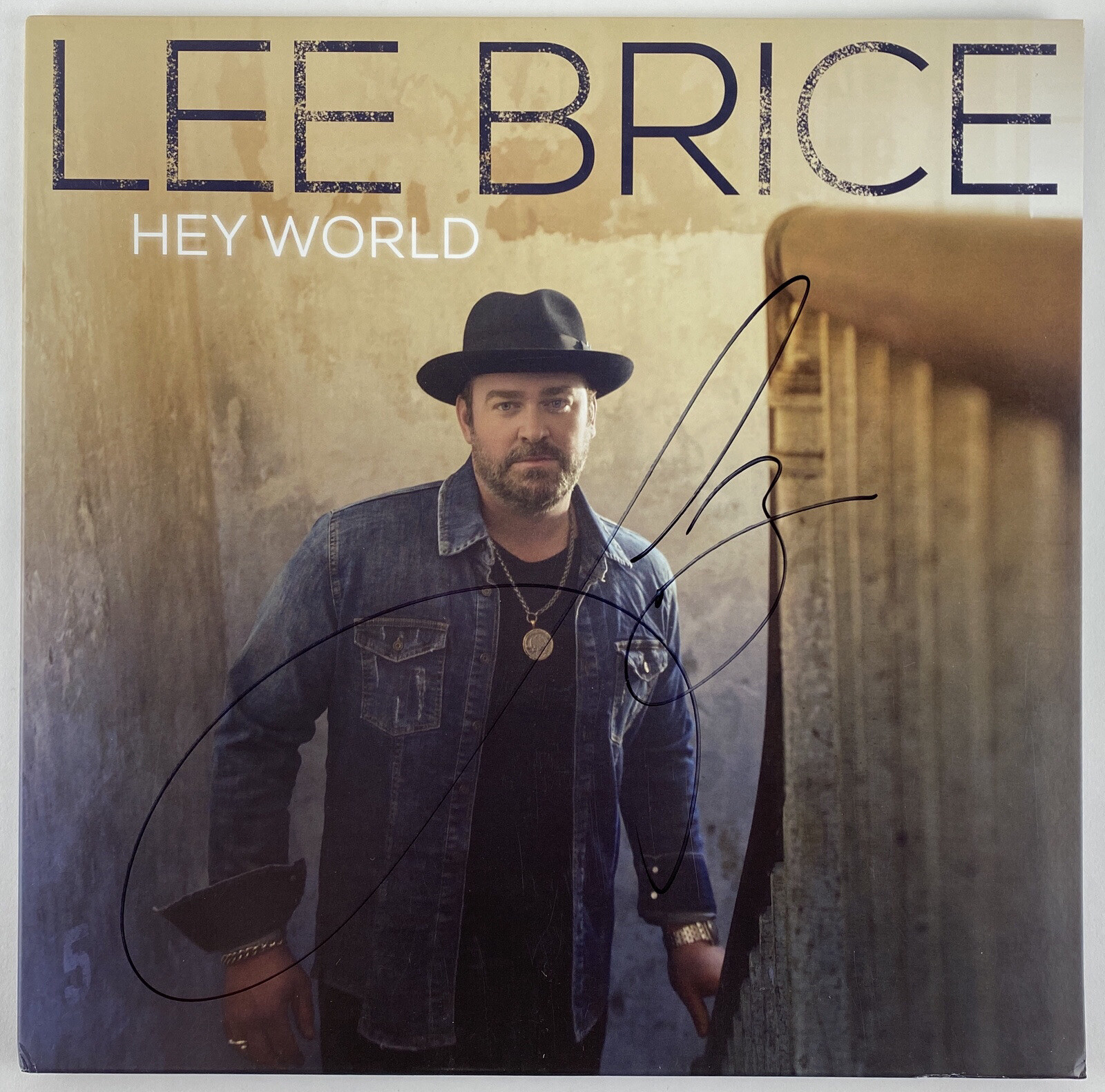 LEE BRICE SIGNED AUTOGRAPH HEY WORLD VINYL ALBUM ACOA COA COUNTRY STAR