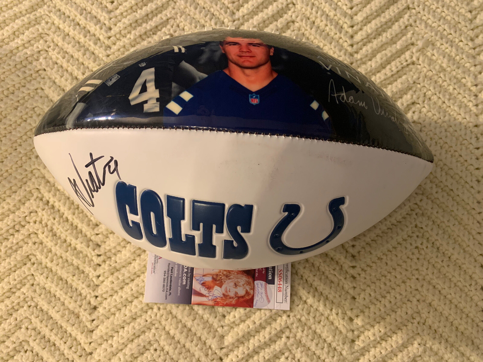 ADAM VINATIERI SIGNED NFL FOOTBALL INDIANAPOLIS COLTS JSA AUTHENTICATION COA COLLECTIBLE MEMORABILIA