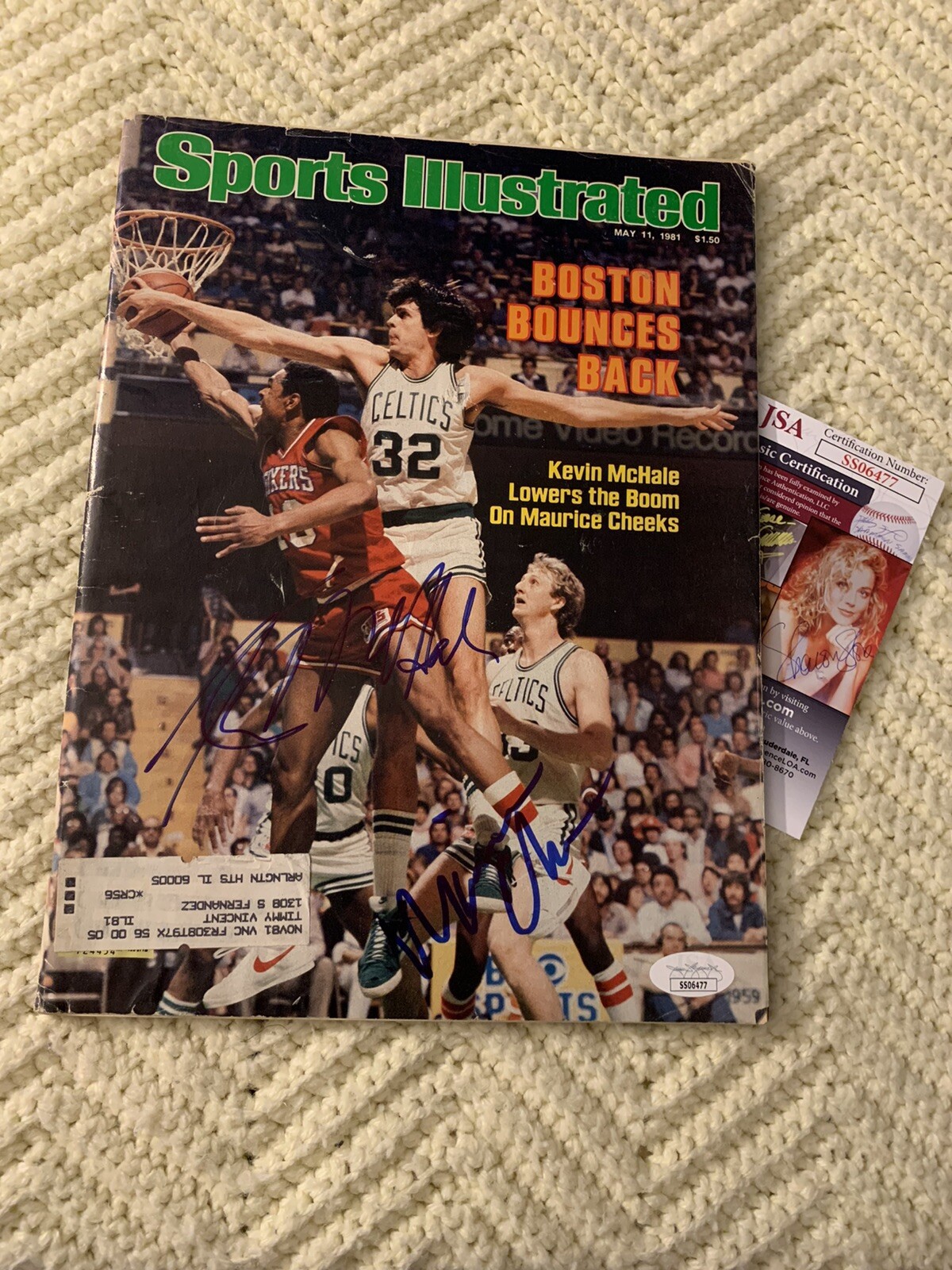 Kevin Mchale & Maurice Mo Cheeks Signed Sports Illustrated JSA Authenticated COA
