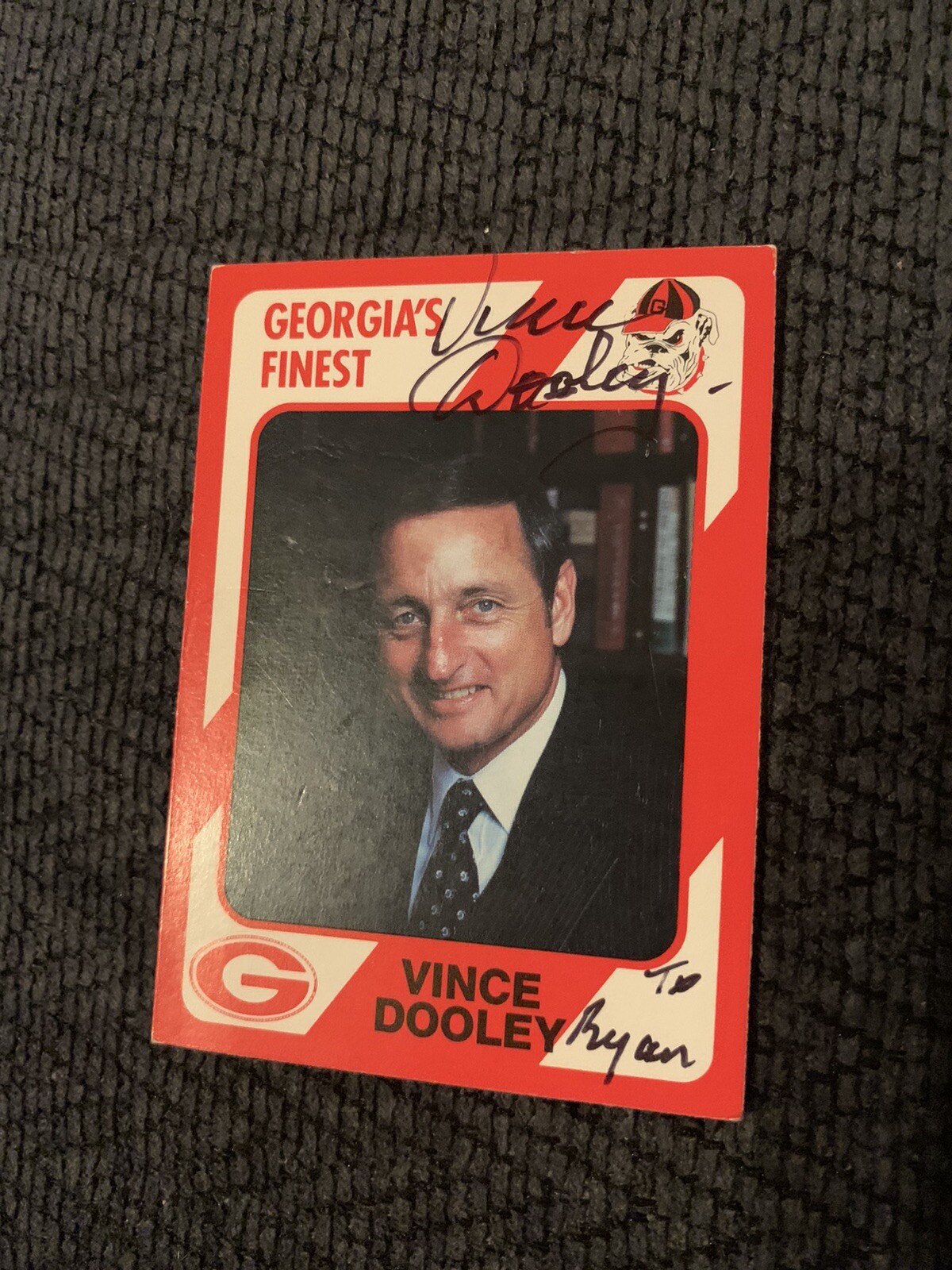 Vince Dooley signed Trading Card Autographed Georgia To Ryan Rookie RC
