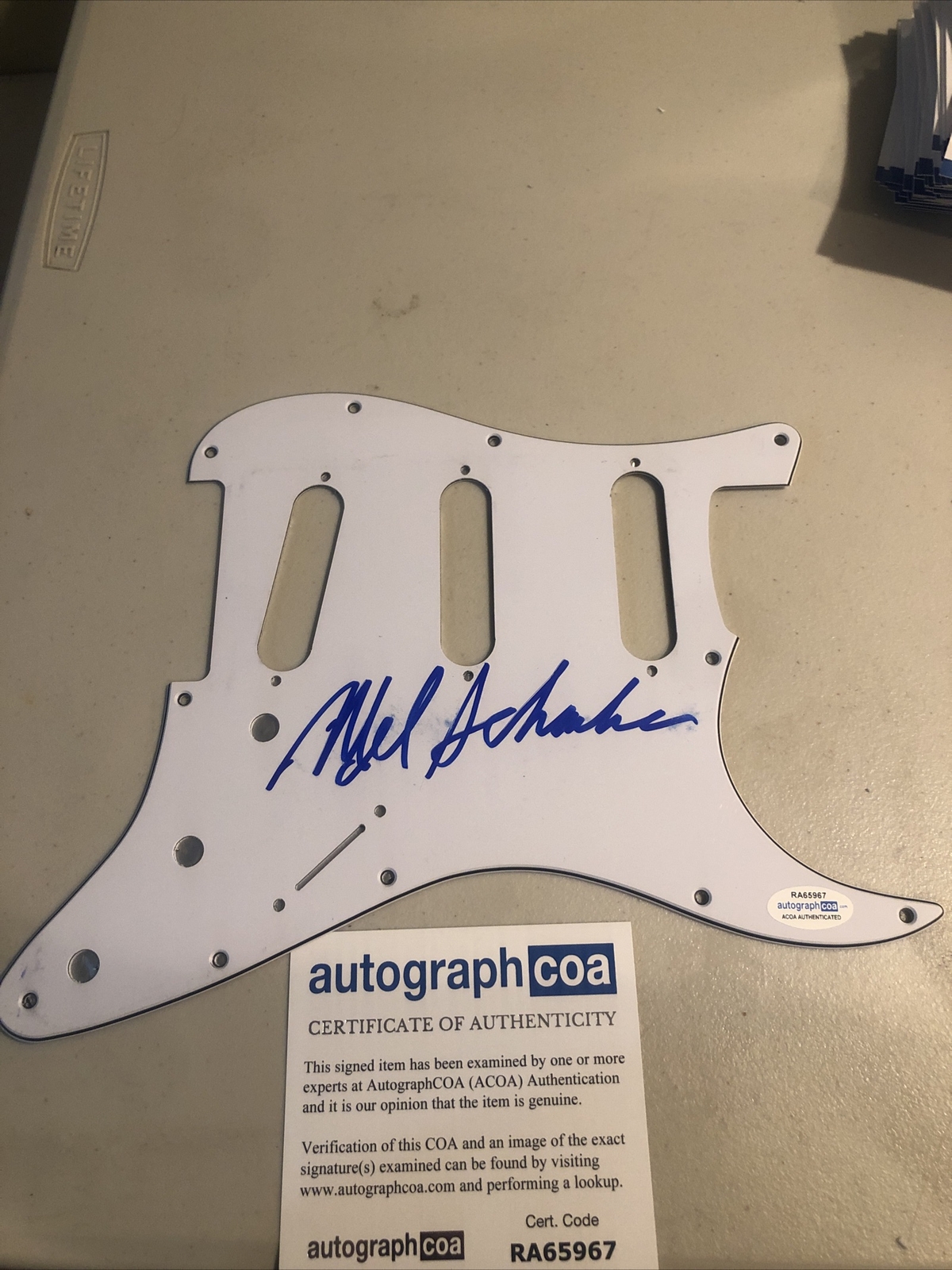 MEL SCHACHER GRAND FUNK RAILROAD SIGNED AUTOGRAPH STRAT PICKGUARD GUITAR ACOA