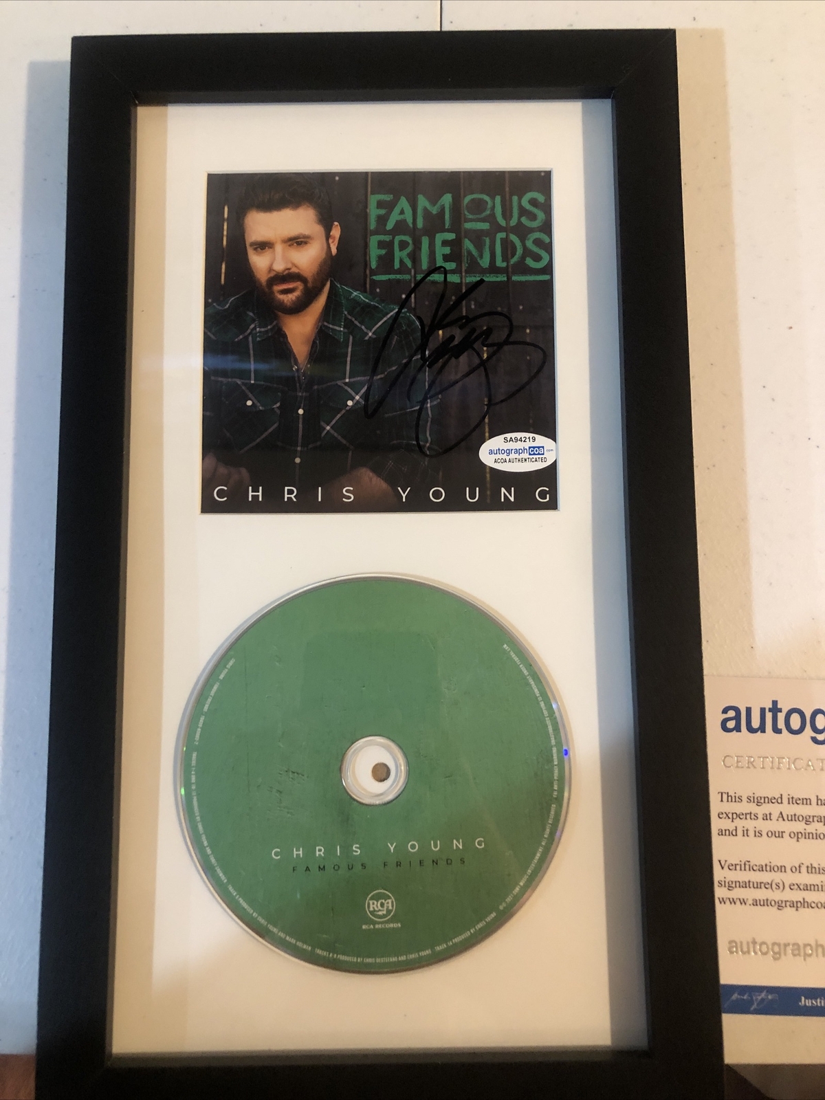 CHRIS YOUNG SIGNED AUTOGRAPH FRAMED CD FAMOUS FRIENDS ACOA COUNTRY