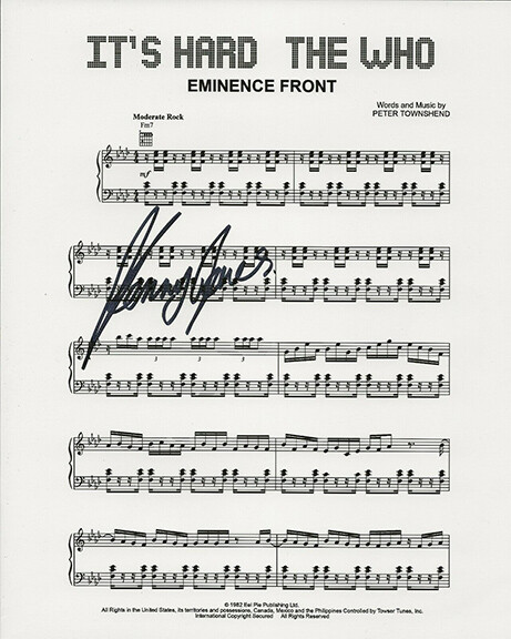 Kenney Jones SIGNED Eminence Front Sheet Music COA Drummer The Faces & The Who

