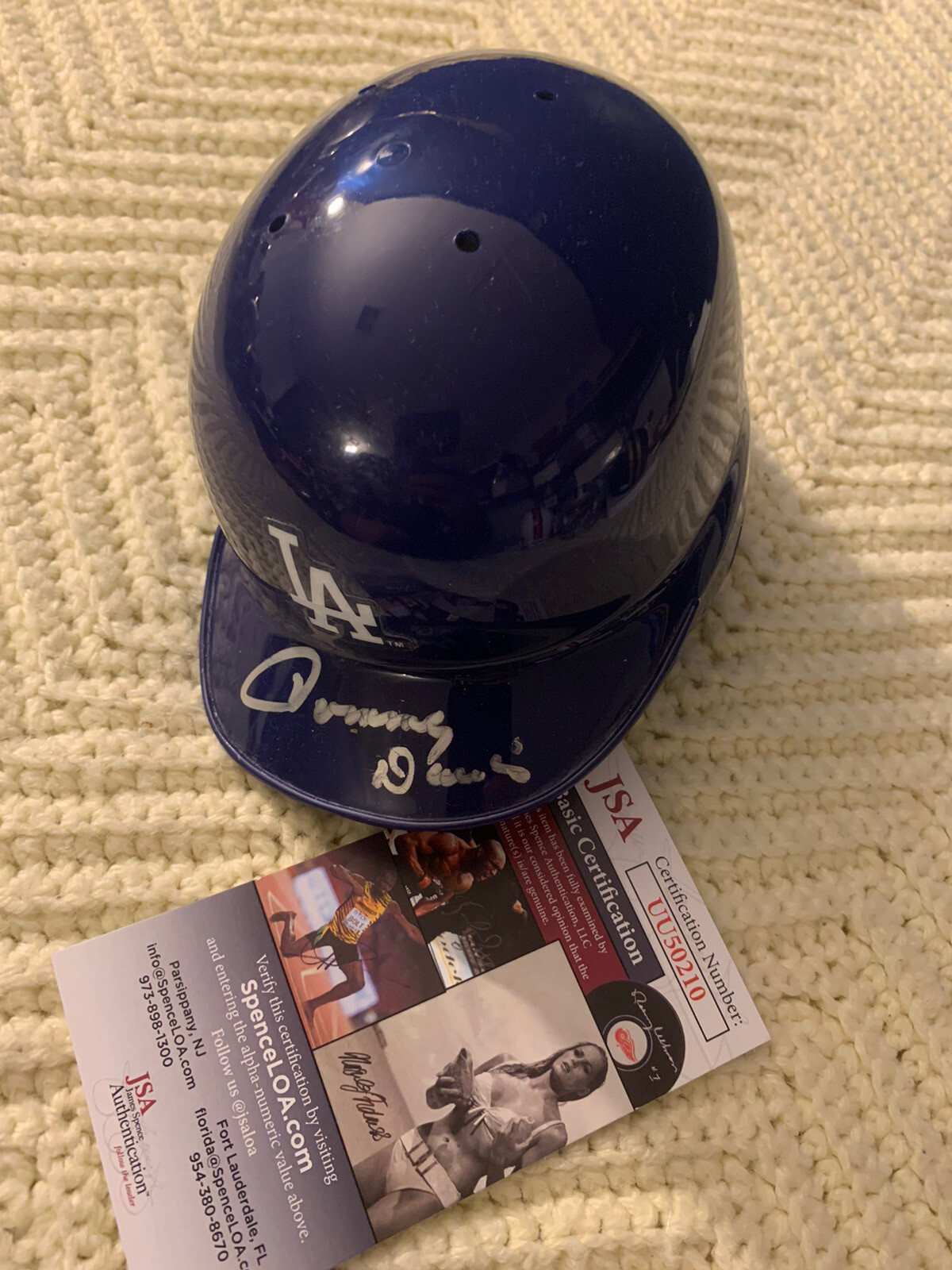 Tommy Davis Signed Los Angeles Dodgers Mini Helmet JSA Authentication COA

