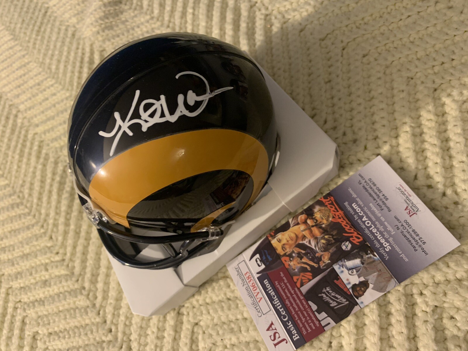 Kurt Warner Signed Mini Helmet St Louis Rams Autographed JSA Authentication COA
