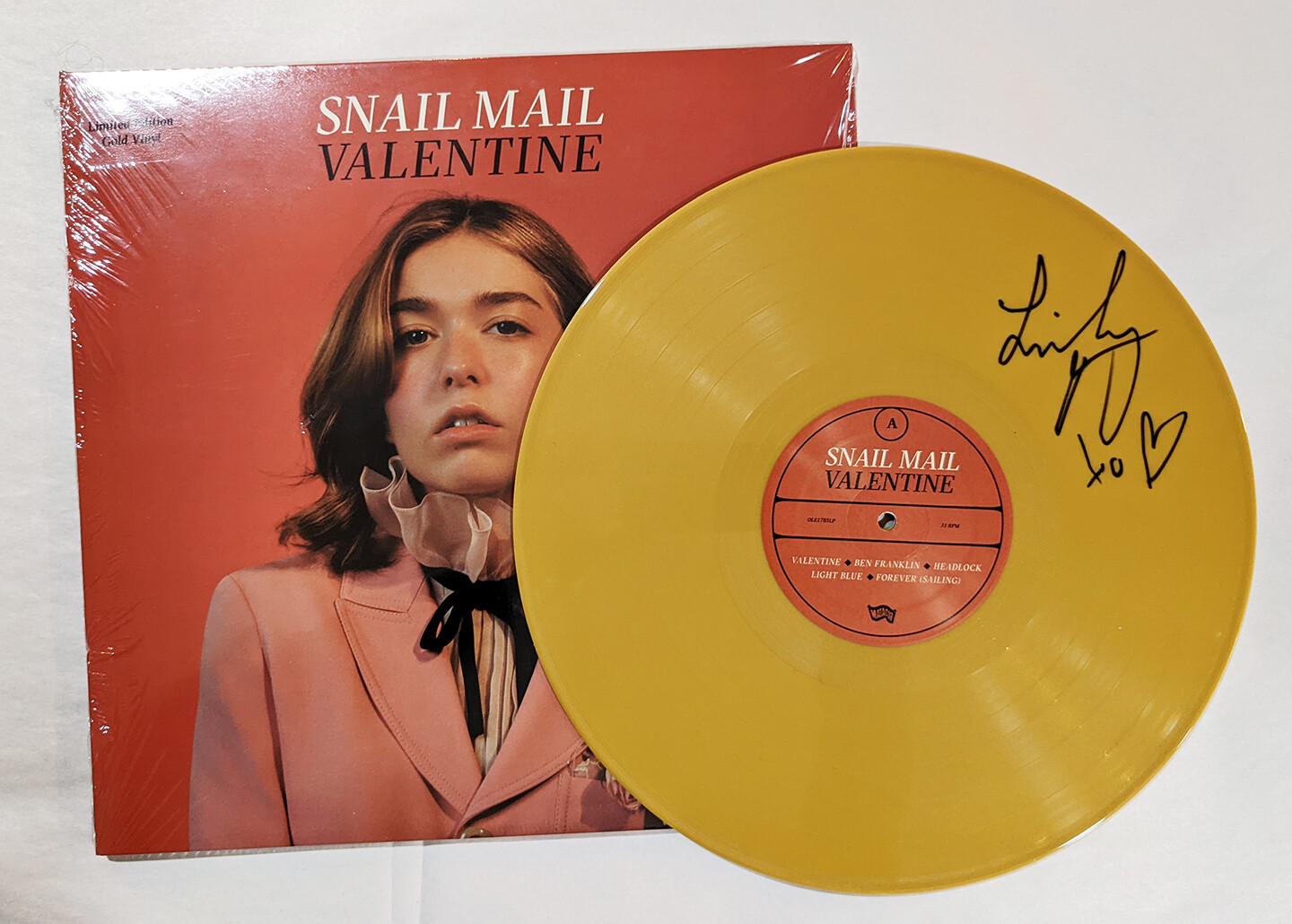 Snail Mail REAL SIGNED Valentine Ltd Ed Gold Vinyl Record COA Lindsey Jordan
