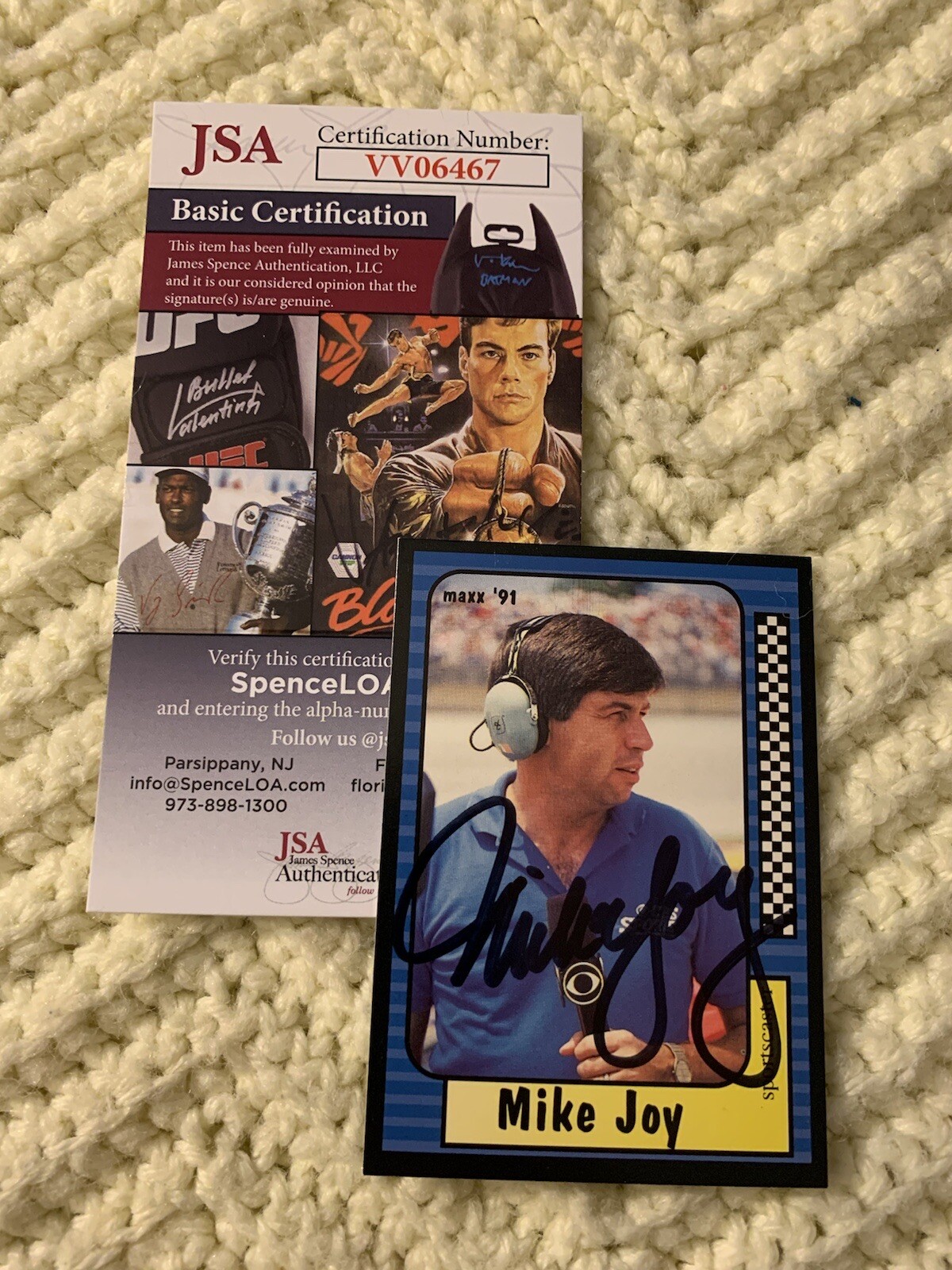 Mike Joy Signed Trading Card 1991 MAXX #229 JSA Authenticated COA￼ Nascar Anncr
