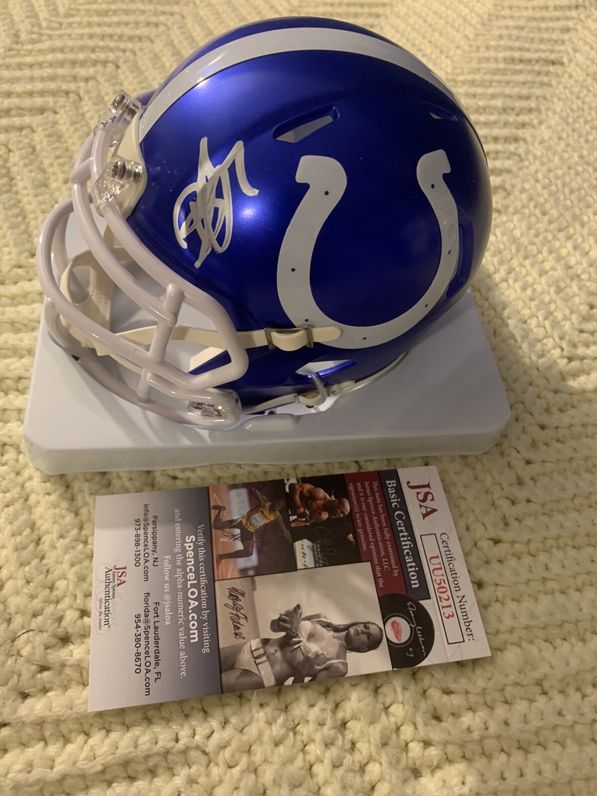 Reggie Wayne Signed Flash Colts Mini Helmet Auto JSA Authentication COA
