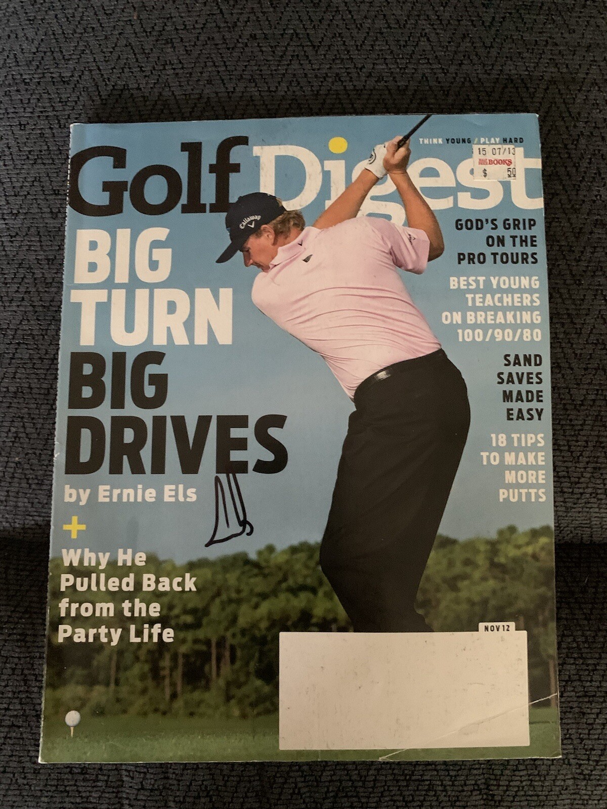Ernie Els Autographed Magazine Signed PGA Golf Autographed Pricing Sticker
