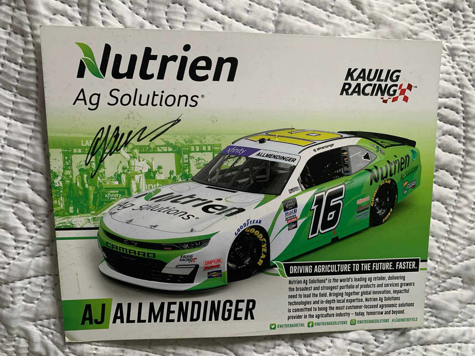 AJ Allmendinger Signed Promo Hero Card Nascar Autographed 2022 Xfinity
