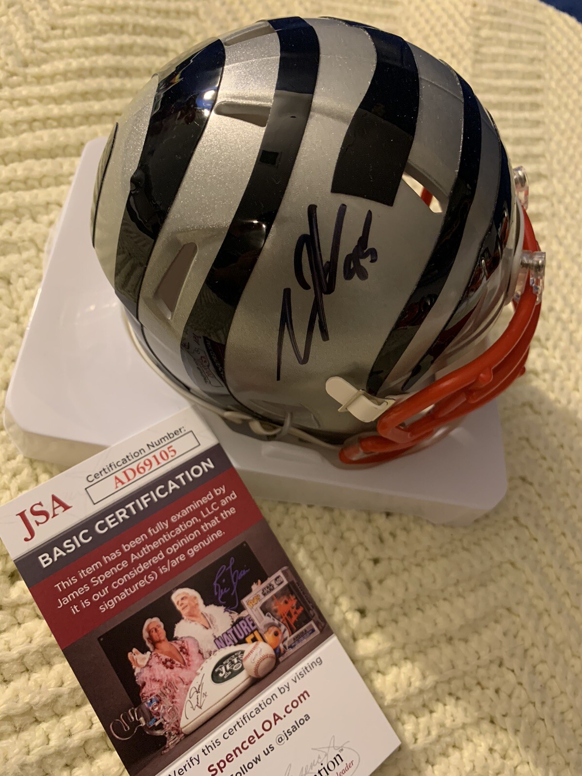 Tee Higgins Bengals Signed Flash Mini Helmet Autograph JSA Authenticated COA
