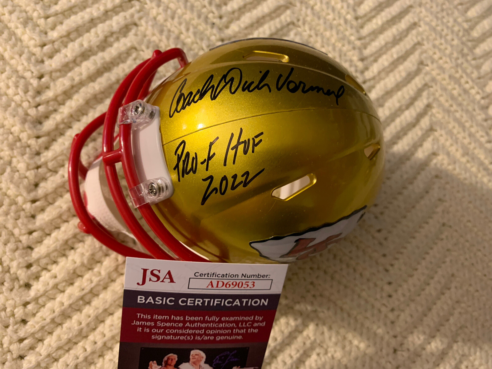 Dick Vermeil Signed Chiefs Flash Mini Helmet JSA Authentication COA Autographed
