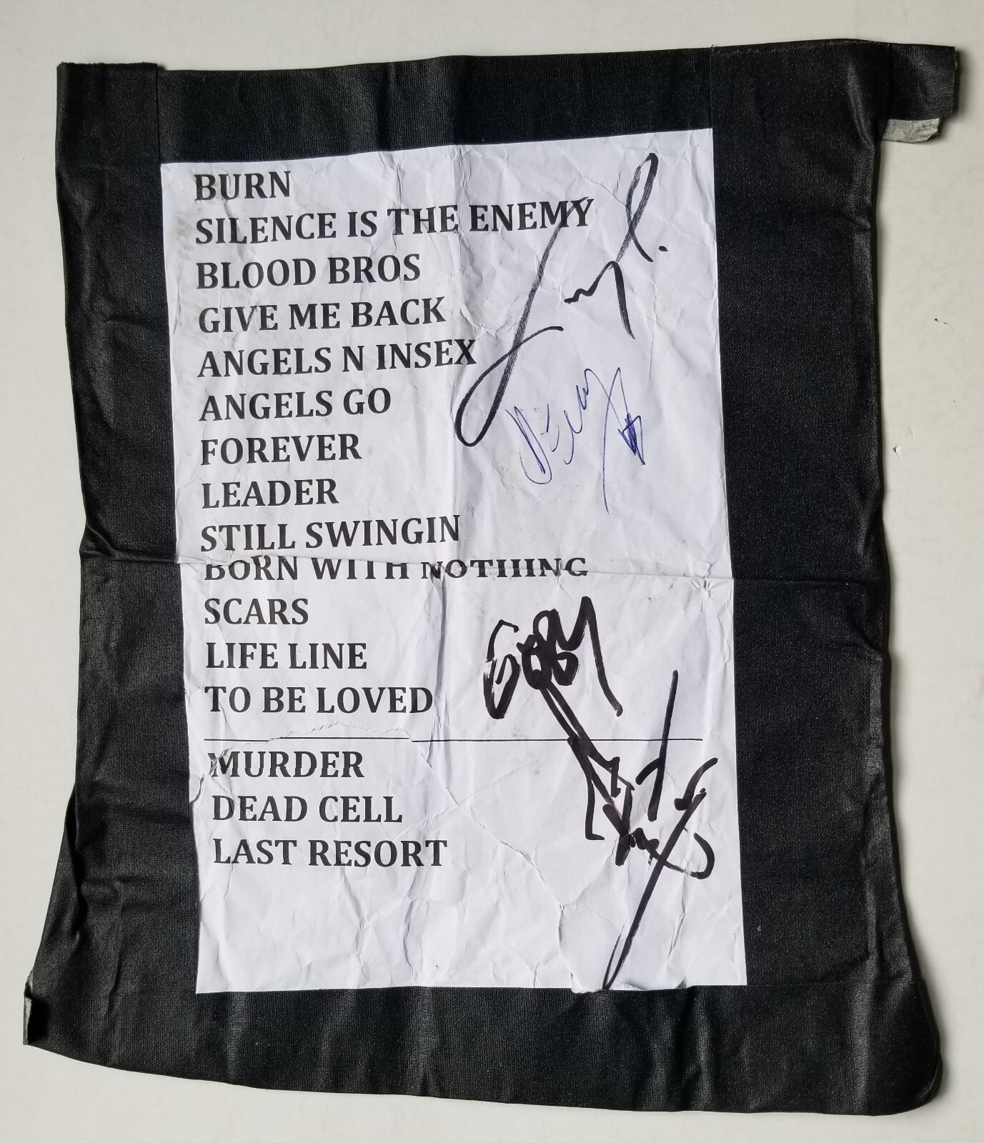 Papa Roach REAL hand SIGNED Concert Used Set List JSA LOA Autographed Shaddix +

