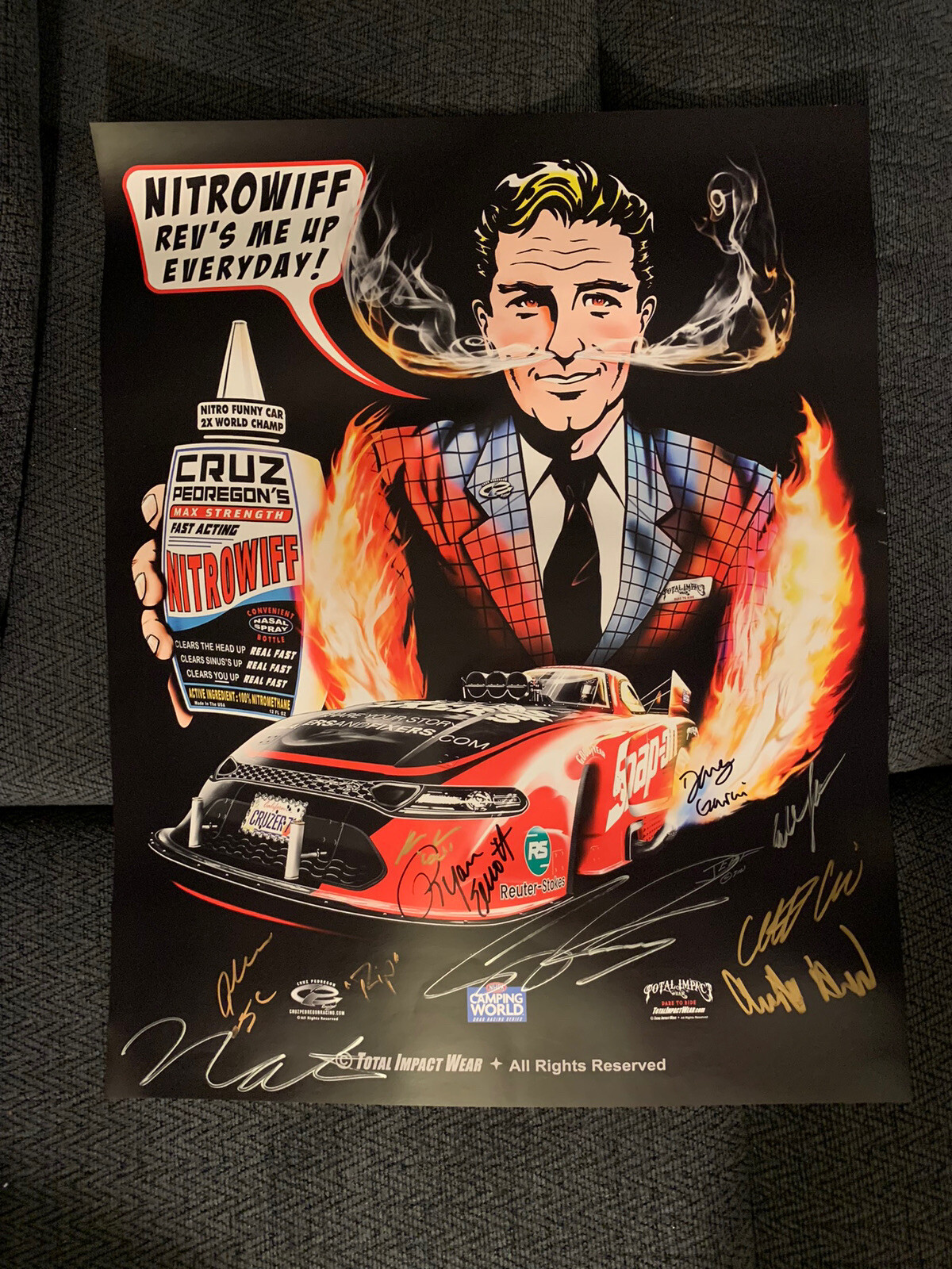 NHRA Funny Car Cruz Pedregon & Crew Signed Poster Autographed 2022
