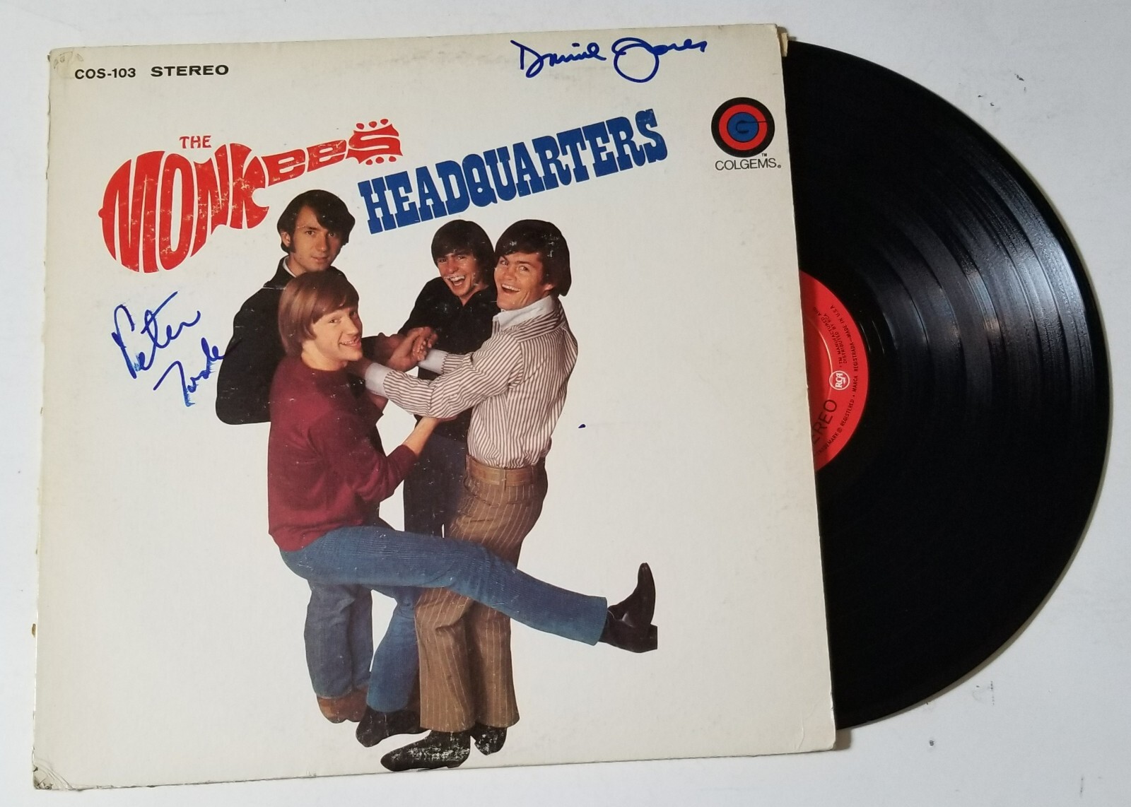 Davy Jones & Peter Tork of The Monkees SIGNED Headquarters Vinyl Record JSA COA
