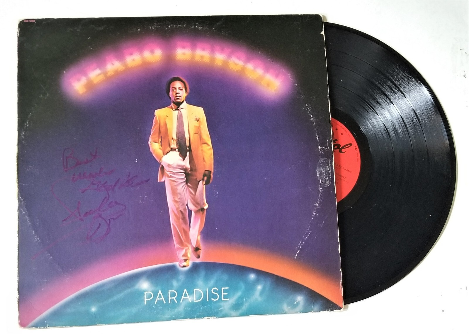 Peabo Bryson REAL hand SIGNED Paradise Vinyl Record JSA COA Autographed
