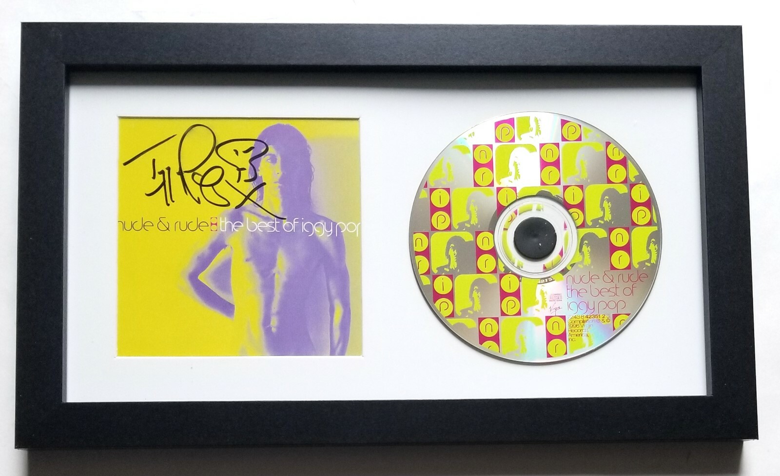 Iggy Pop REAL hand SIGNED Nude and Rude Best Of Framed CD Display COA Stooges
