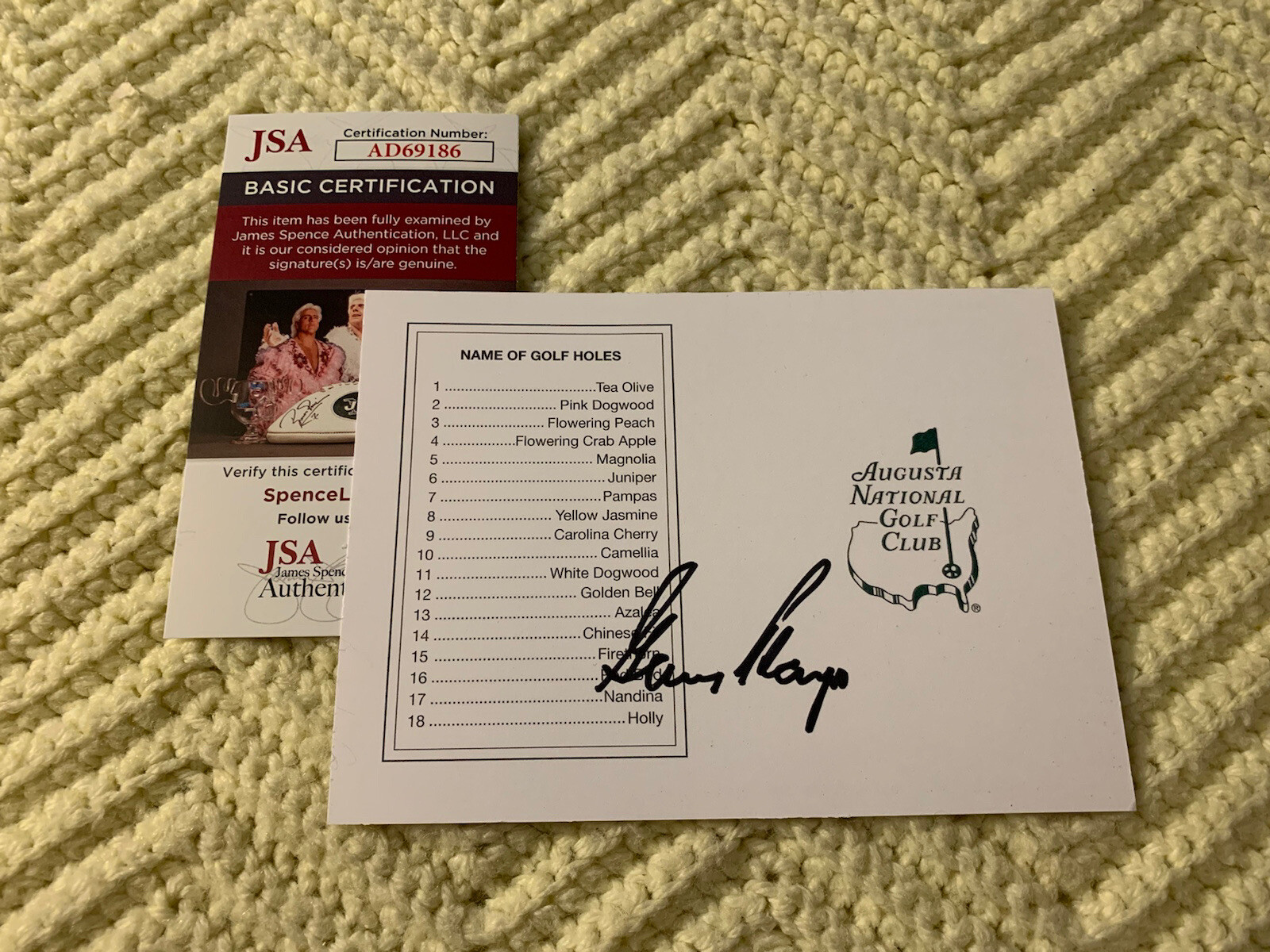 Gary Player Signed Masters Scorecard Autographed PGA Golf JSA Aurhentication COA
