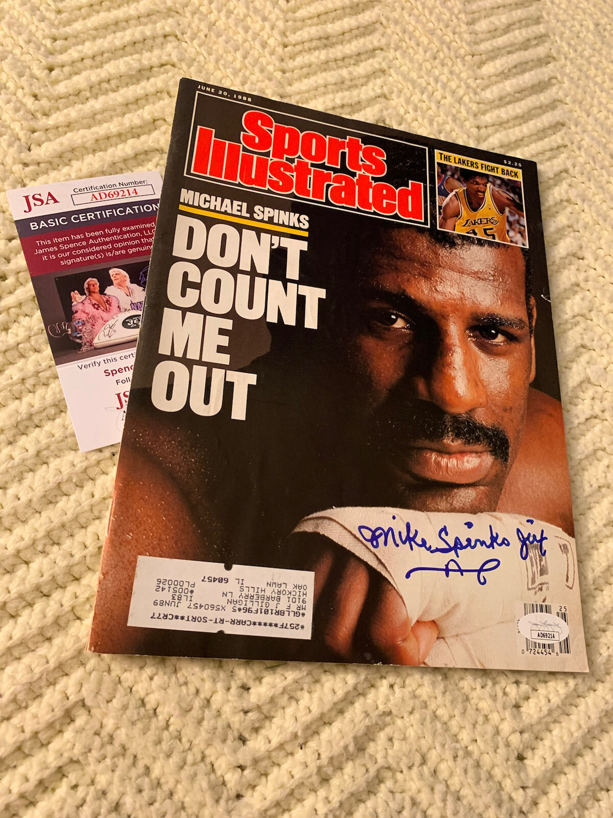 Michael Spinks Jinx Signed Sports Illustrated Magazine JSA Authentication COA
