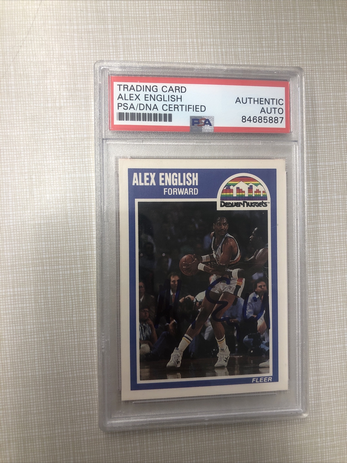 ALEX ENGLISH SIGNED AUTOGRAPH TRADING CARD PSA COA SLAB 1989 FLEER NUGGETS