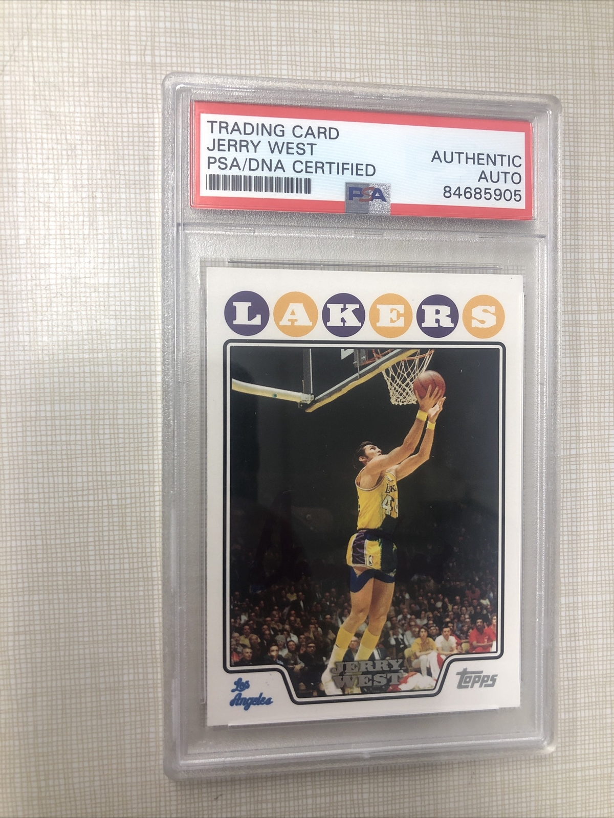 JERRY WEST SIGNED AUTOGRAPH TRADING CARD PSA SLAB COA 2008 TOPPS #180 LA LAKERS