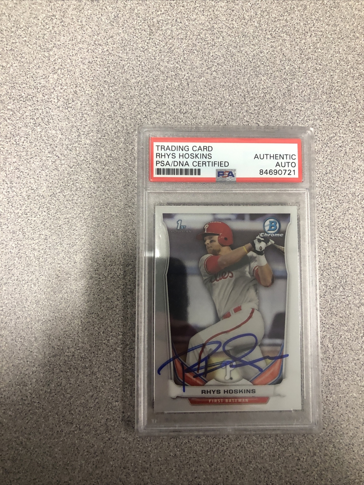 2014 Bowman Chrome Draft RHYS HOSKINS Phillies SIGNED AUTO RC PSA/DNA