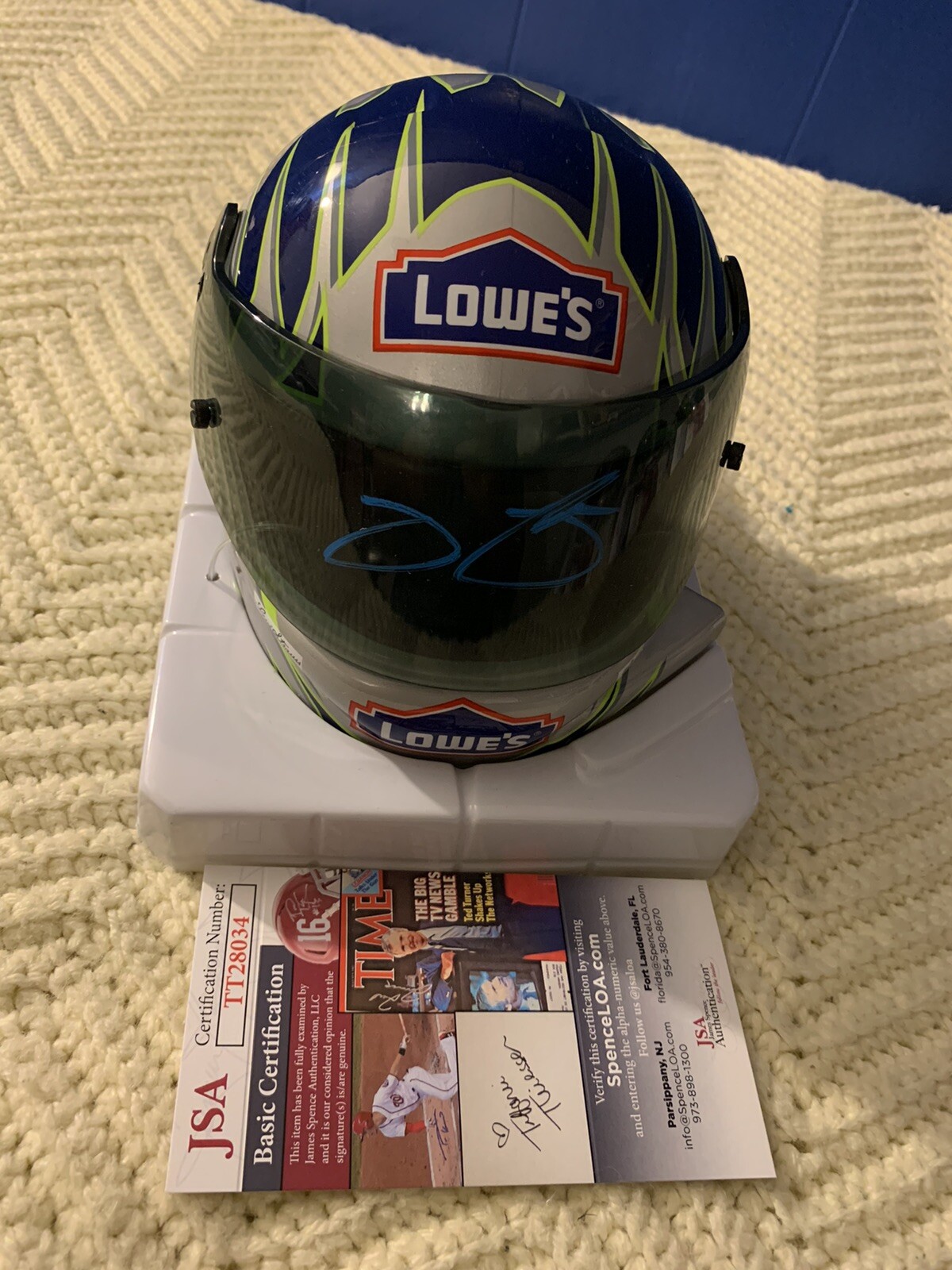 Jimmie Johnson Nascar Signed Mini Helmet Auto 1/2 Scale JSA Authentication COA
