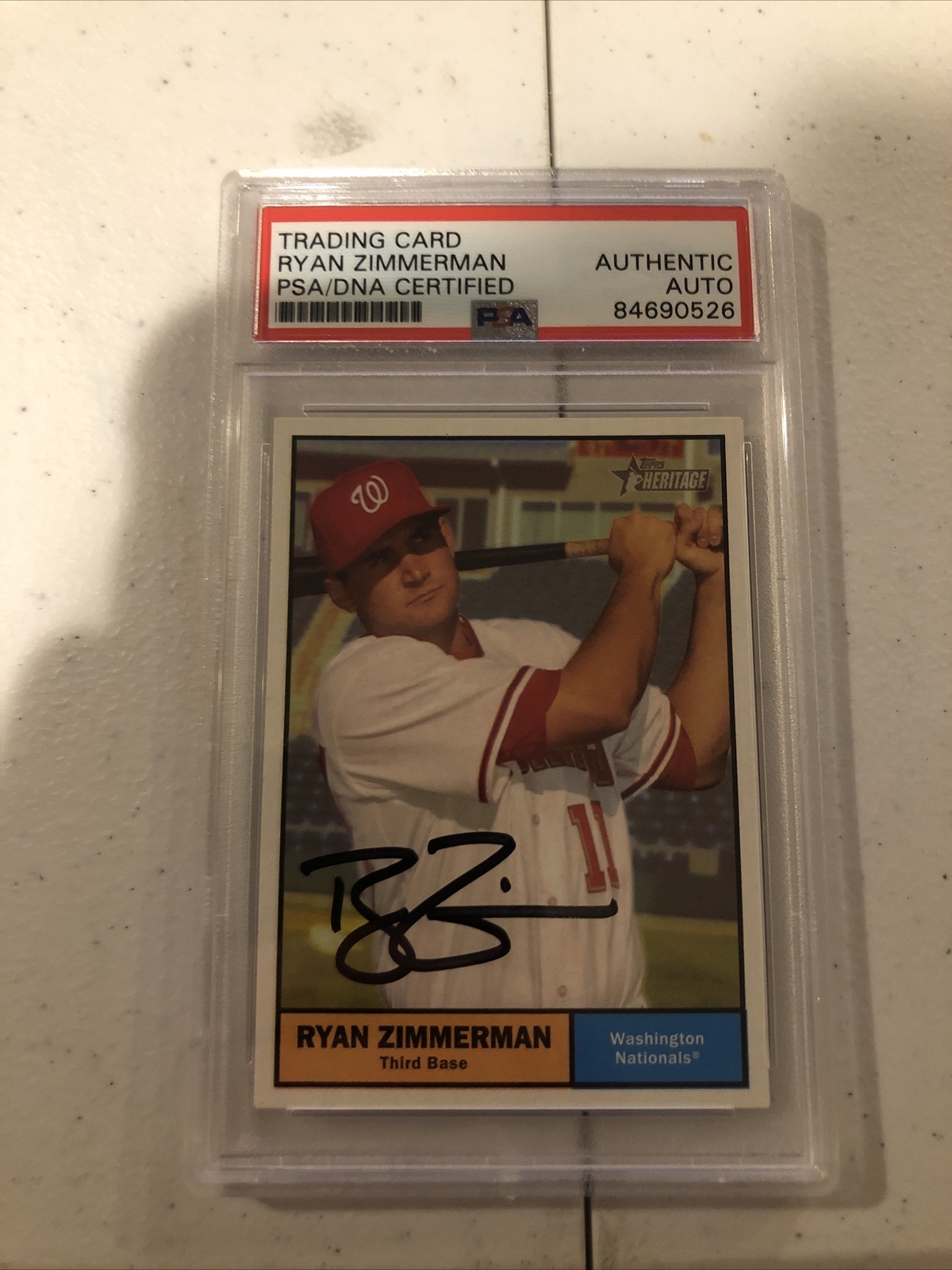 RYAN ZIMMERMAN SIGNED AUTOGRAPH TRADING CARD PSA DNA COA 2010 TOPPS HERITAGE 338