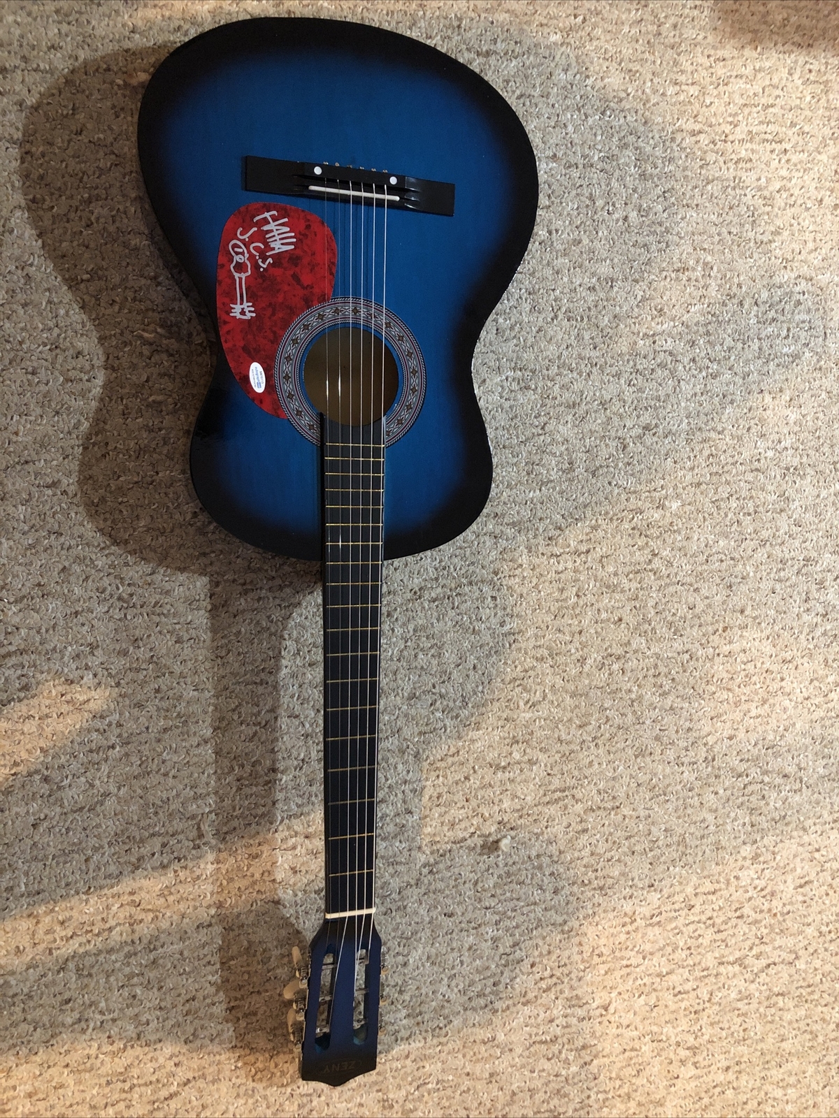 JIMI HAHA JIMMIES CHICKEN SHACK SIGNED AUTOGRAPH 38” ACOUSTIC GUITAR ACOA SKETCH