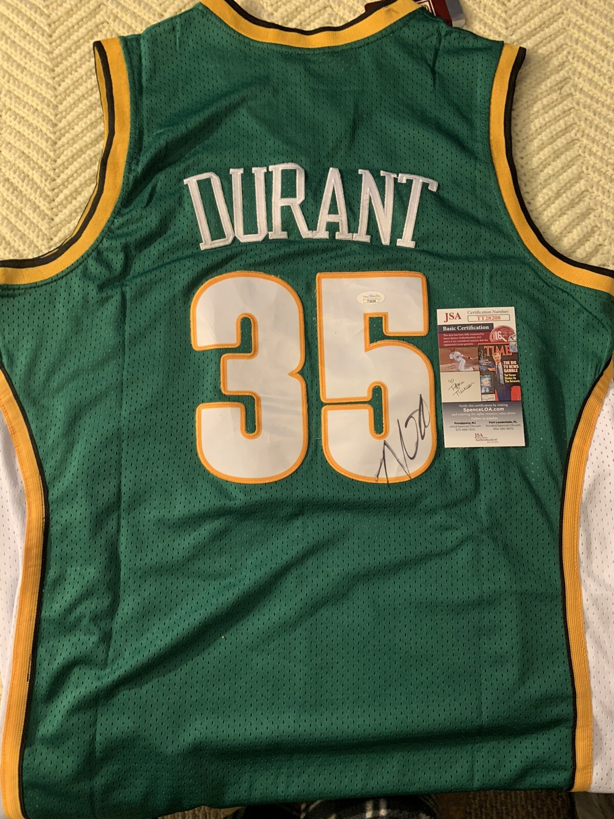 Kevin Durant SIGNED Seattle Supersonics Jersey Stitched XL JSA Authenticated COA
