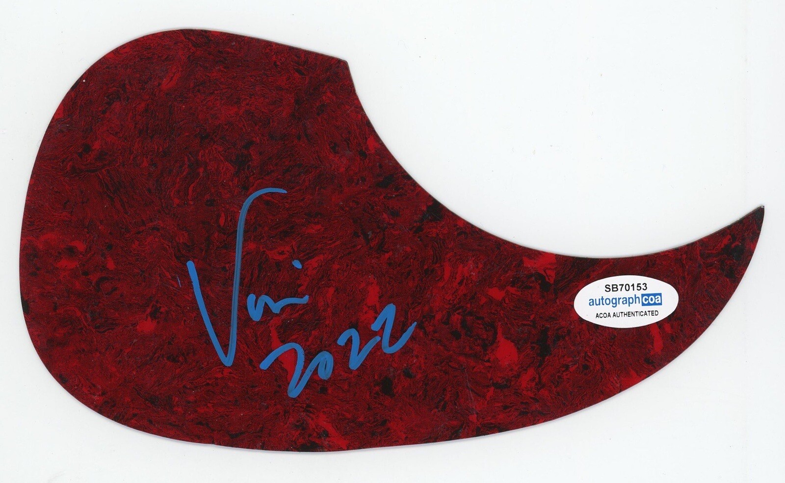 VINNIE DOMBROSKI SPONGE SIGNED AUTOGRAPH ACOUSTIC GUITAR PICKGUARD ACOA PLOWED COLLECTIBLE MEMORABILIA