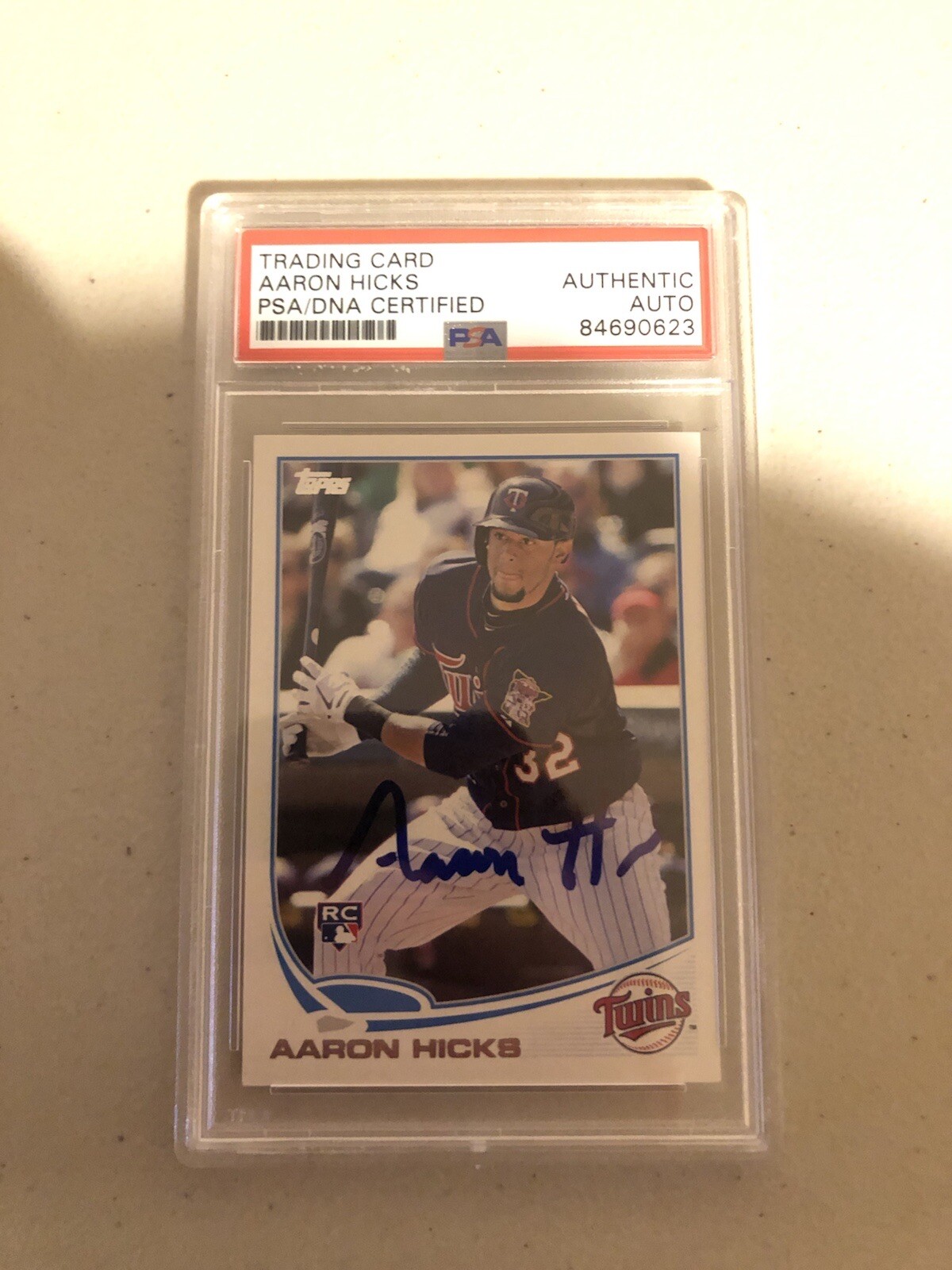 AARON HICKS 2013 TOPPS RC SIGNED AUTOGRAPH TRADING CARD PSA COA SLAB TWINS