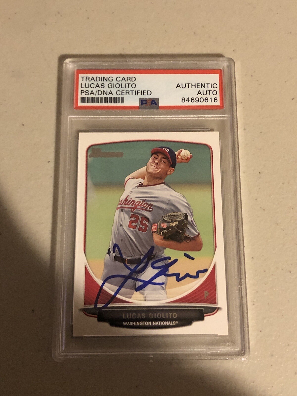 LUCAS GIOLITO 2013 BOWMAN SIGNED AUTOGRAPH TRADING CARD PSA COA SLAB NATIONALS