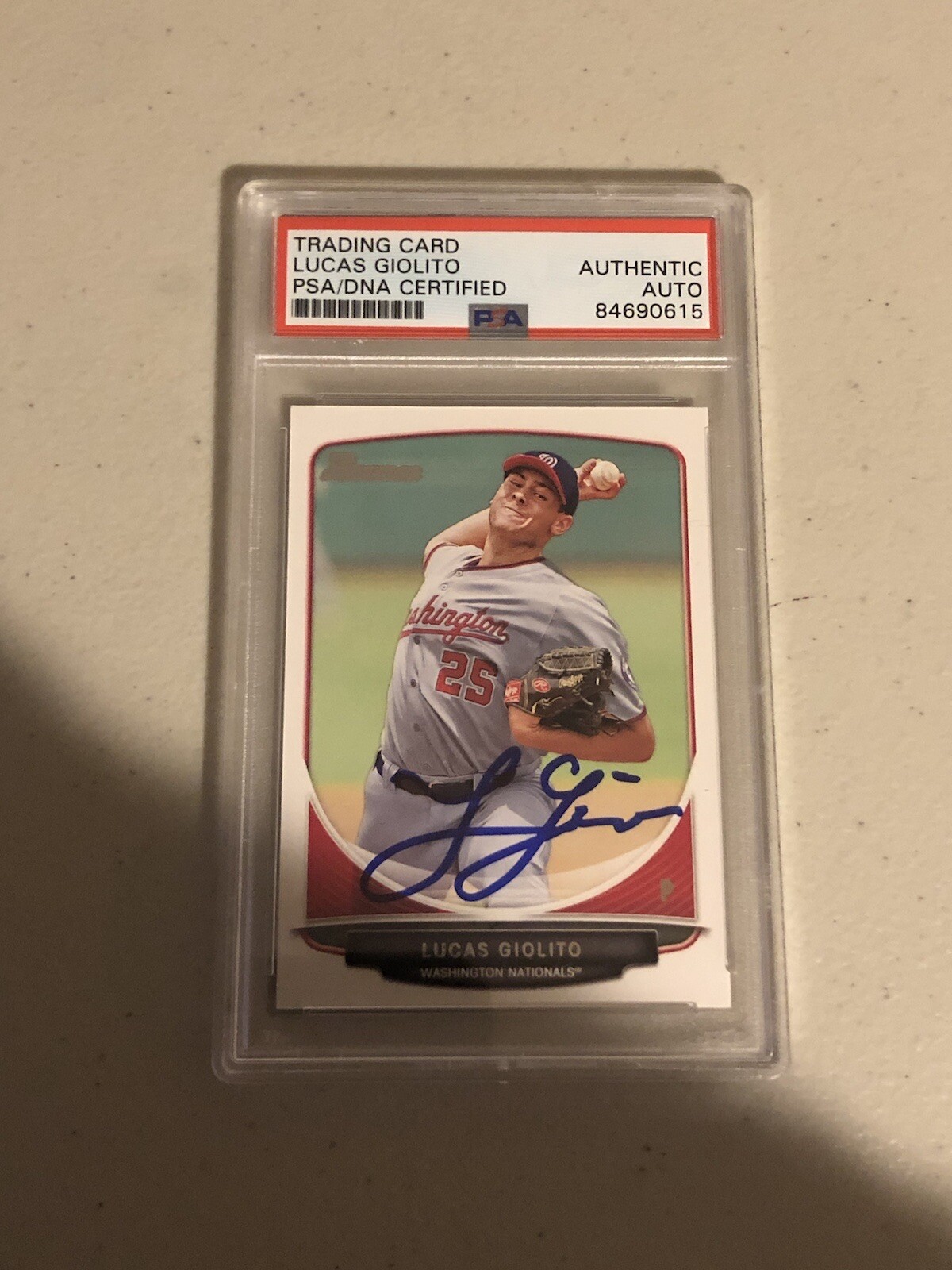 LUCAS GIOLITO 2013 BOWMAN SIGNED AUTOGRAPH TRADING CARD PSA COA SLAB NATIONALS