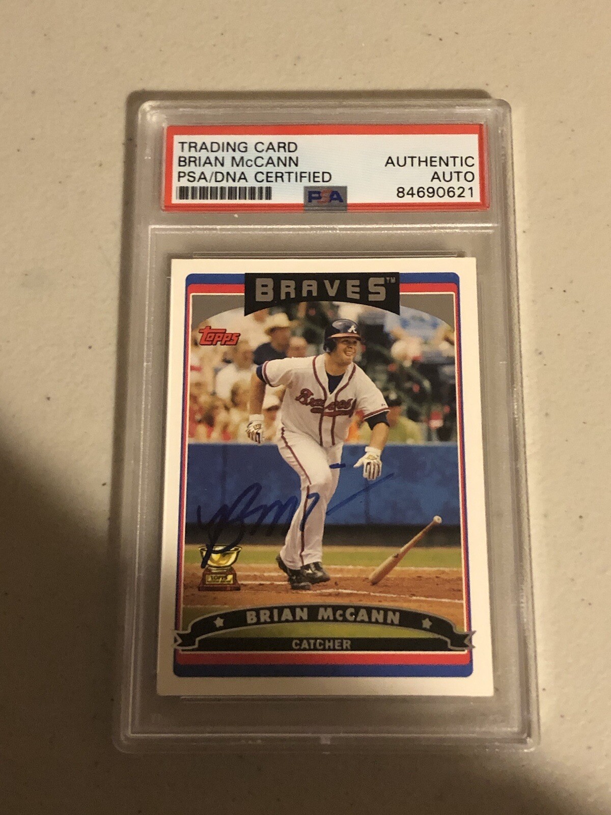 BRIAN MCCANN 2006 TOPPS SIGNED AUTOGRAPH TRADING CARD PSA COA SLAB BRAVES