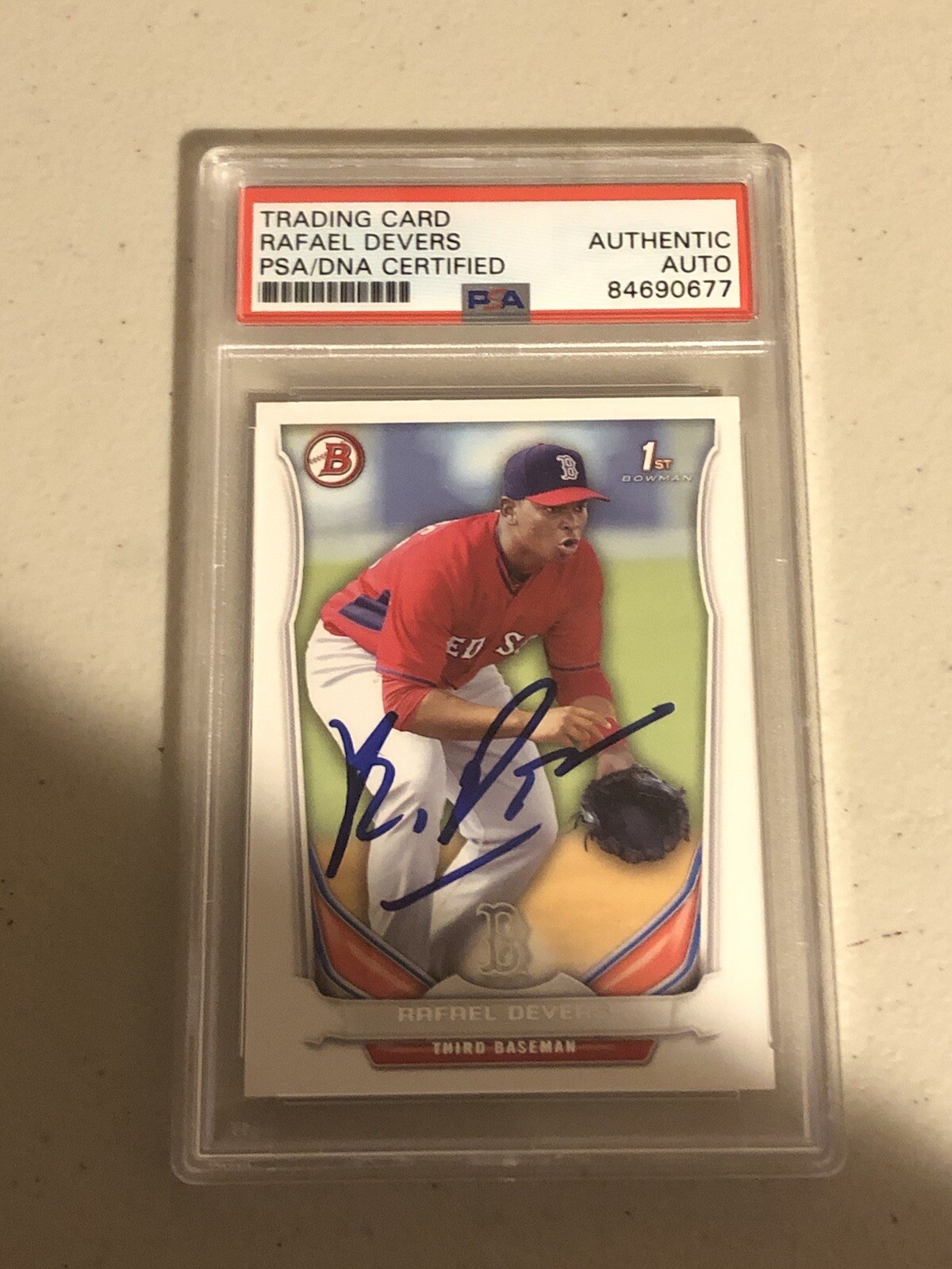 RAFAEL DEVERS 2014 1st BOWMAN SIGNED AUTOGRAPH TRADING CARD PSA COA SLAB RED SOX