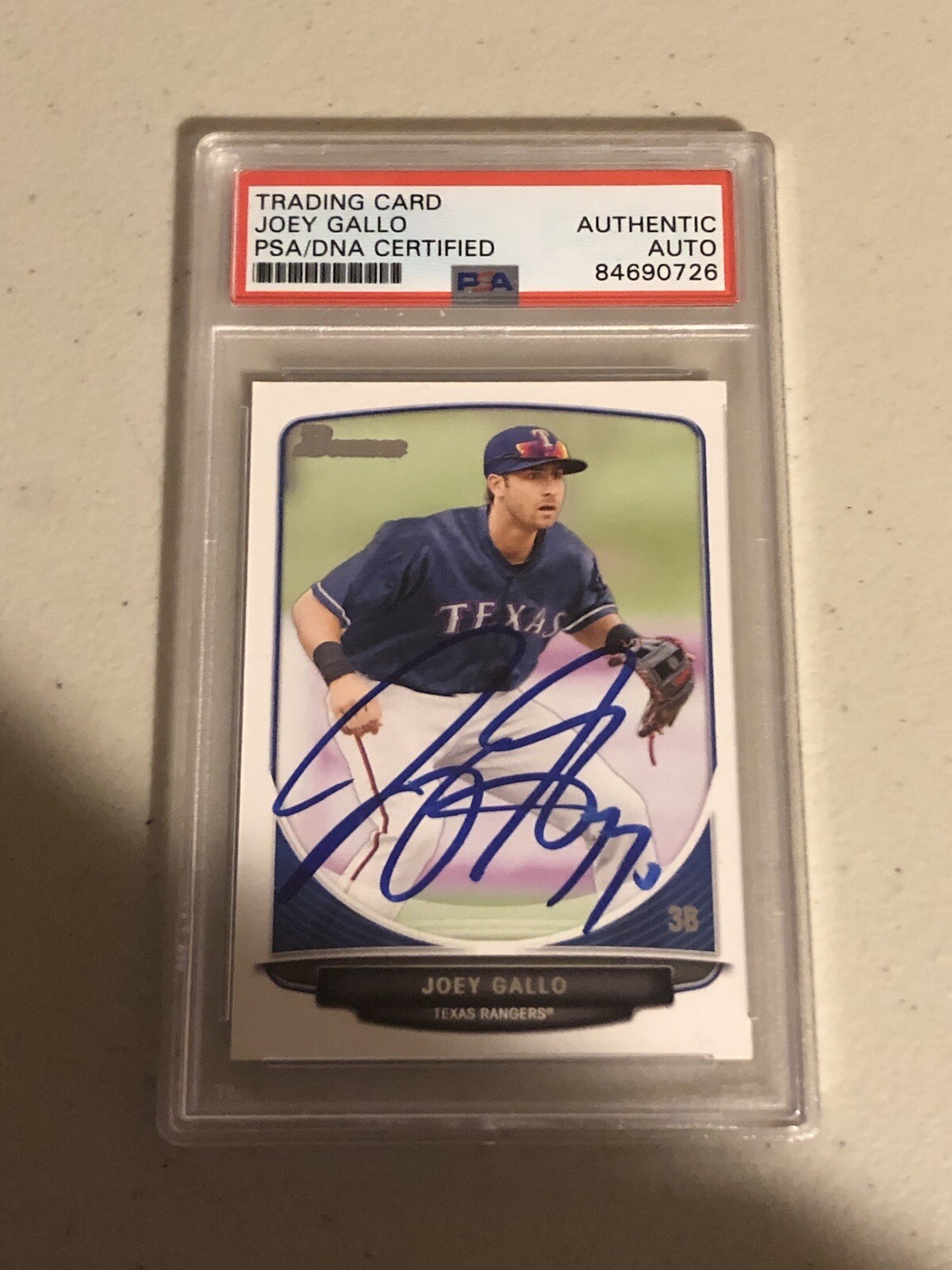 JOEY GALLO 2013 BOWMAN SIGNED AUTOGRAPH TRADING CARD PSA COA SLAB RANGERS