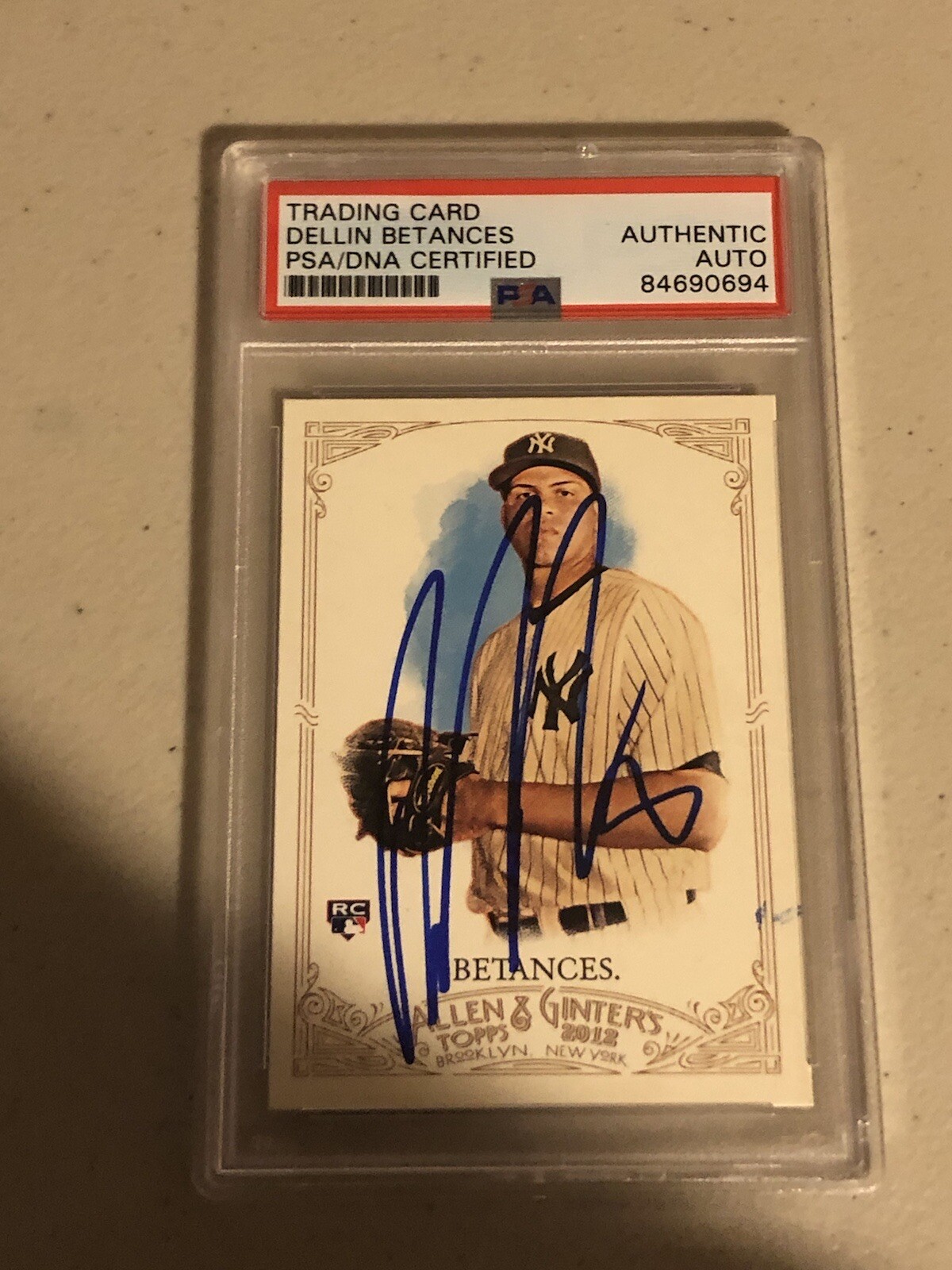 DELLIN BETANCES 2012 TOPPS ALLEN & GINTERS SIGNED AUTOGRAPH TRADING CARD PSA COA