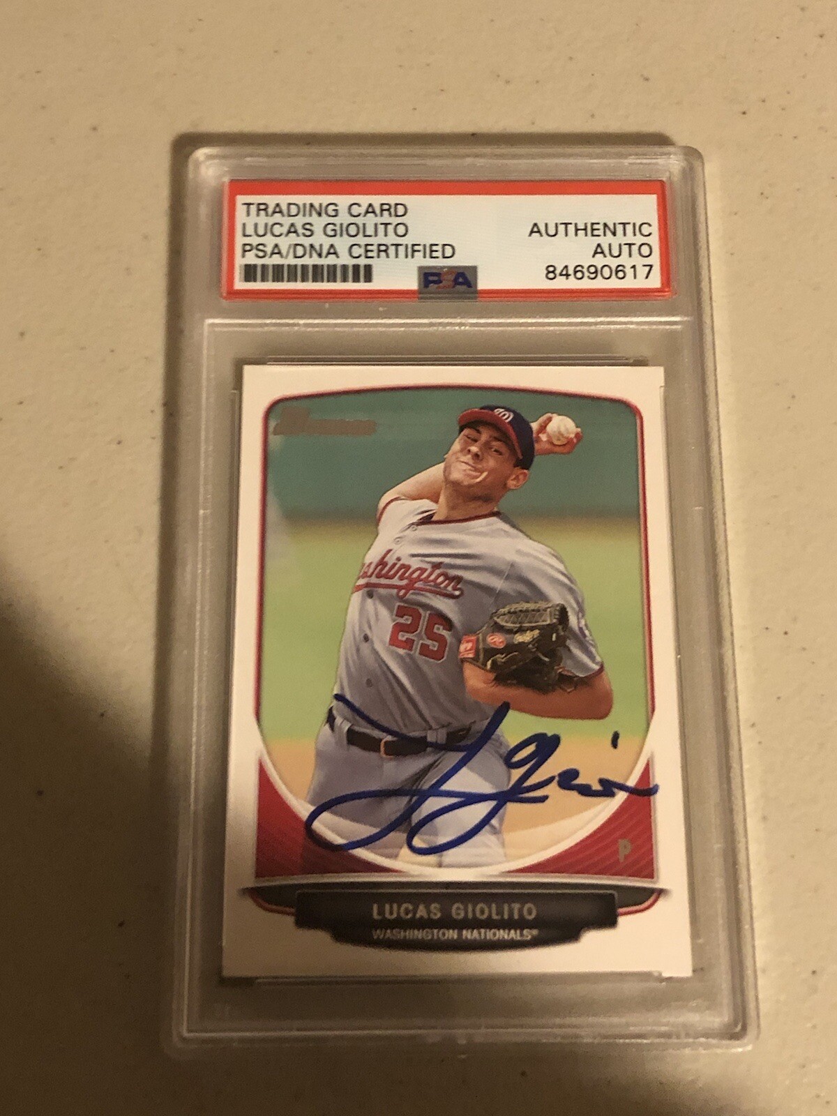 LUCAS GIOLITO 2013 BOWMAN SIGNED AUTOGRAPH TRADING CARD PSA COA SLAB NATIONALS