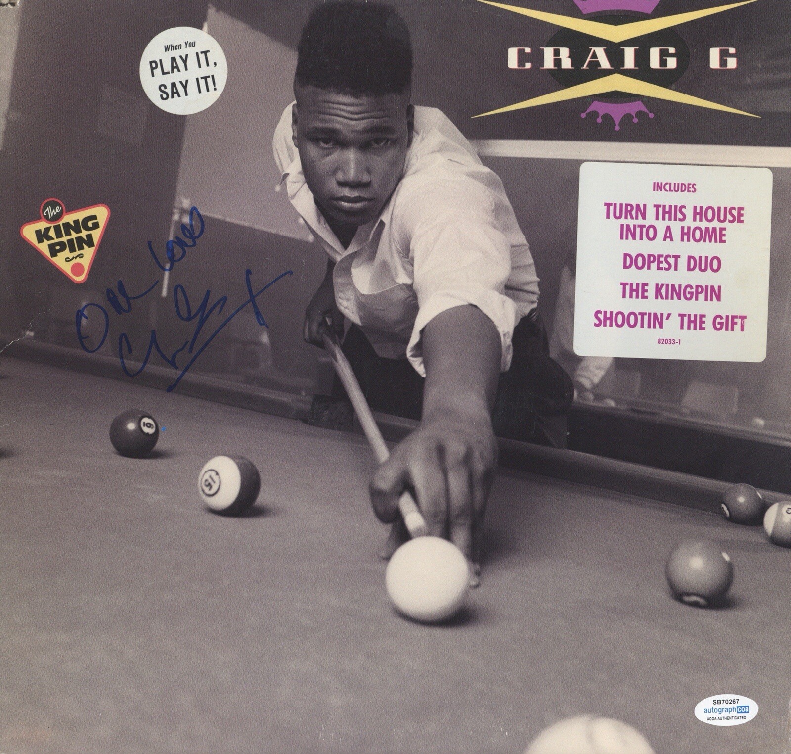CRAIG G THE KINGPIN SIGNED AUTOGRAPH VINYL ALBUM RECORD ACOA RAP