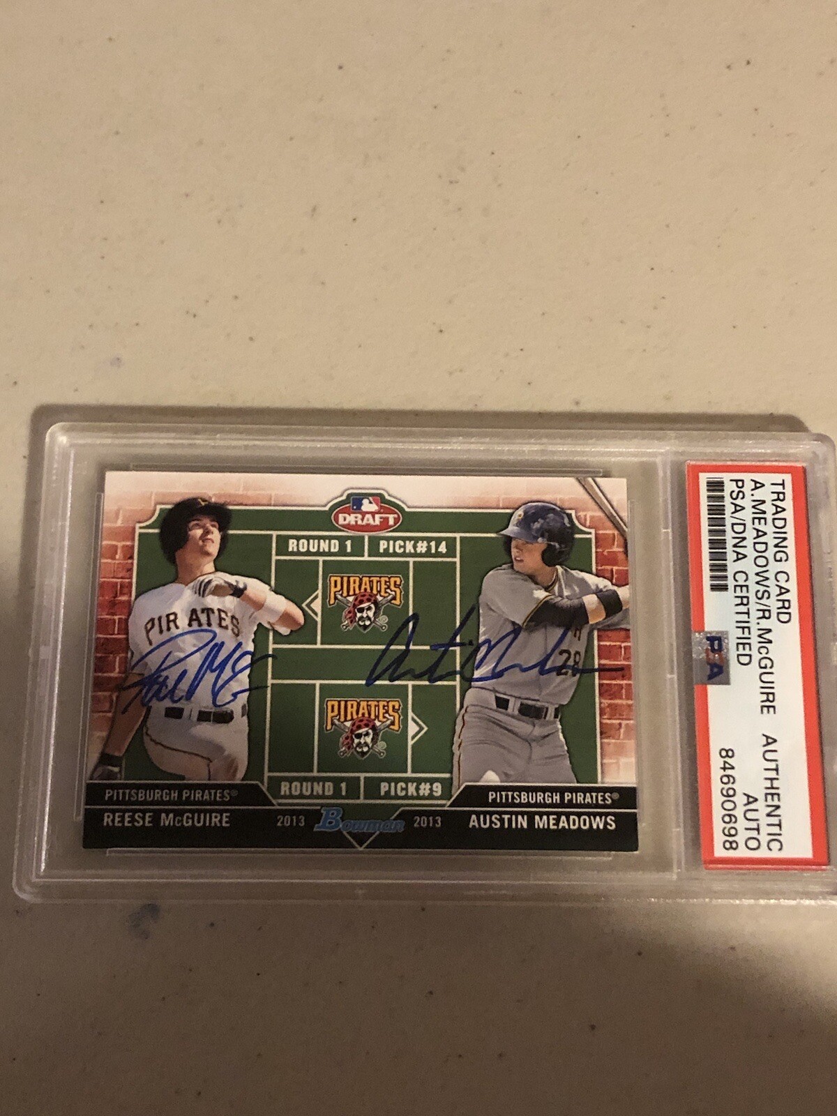 AUSTIN MEADOWS REESE MCGUIRE SIGNED AUTOGRAPH TRADING CARD PSA COA 2013 BOWMAN