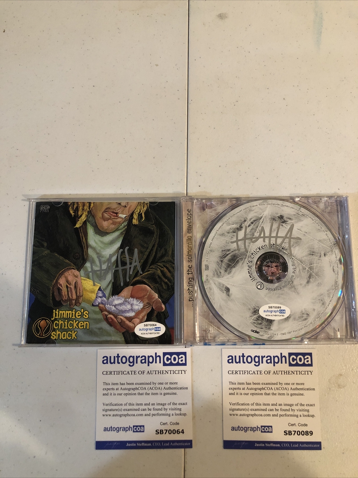 JIMMIES CHICKEN SHACK PUSHING THE SALMANILLA ENVELOPE SIGNED AUTOGRAPH CD ACOA