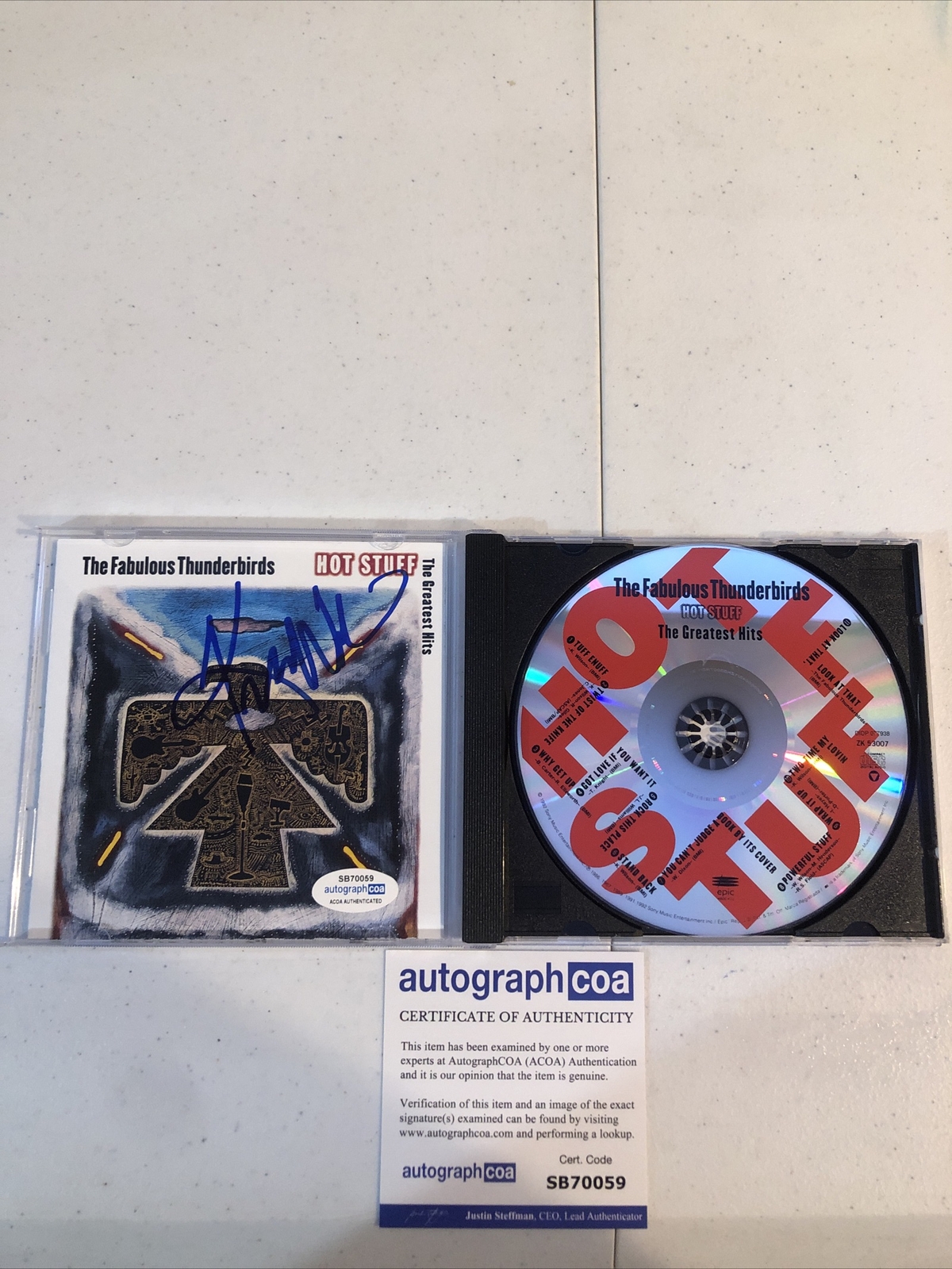 KIM WILSON FABULOUS THUNDERBIRDS SIGNED AUTOGRAPH CD ACOA HOT STUFF GREATEST HIT