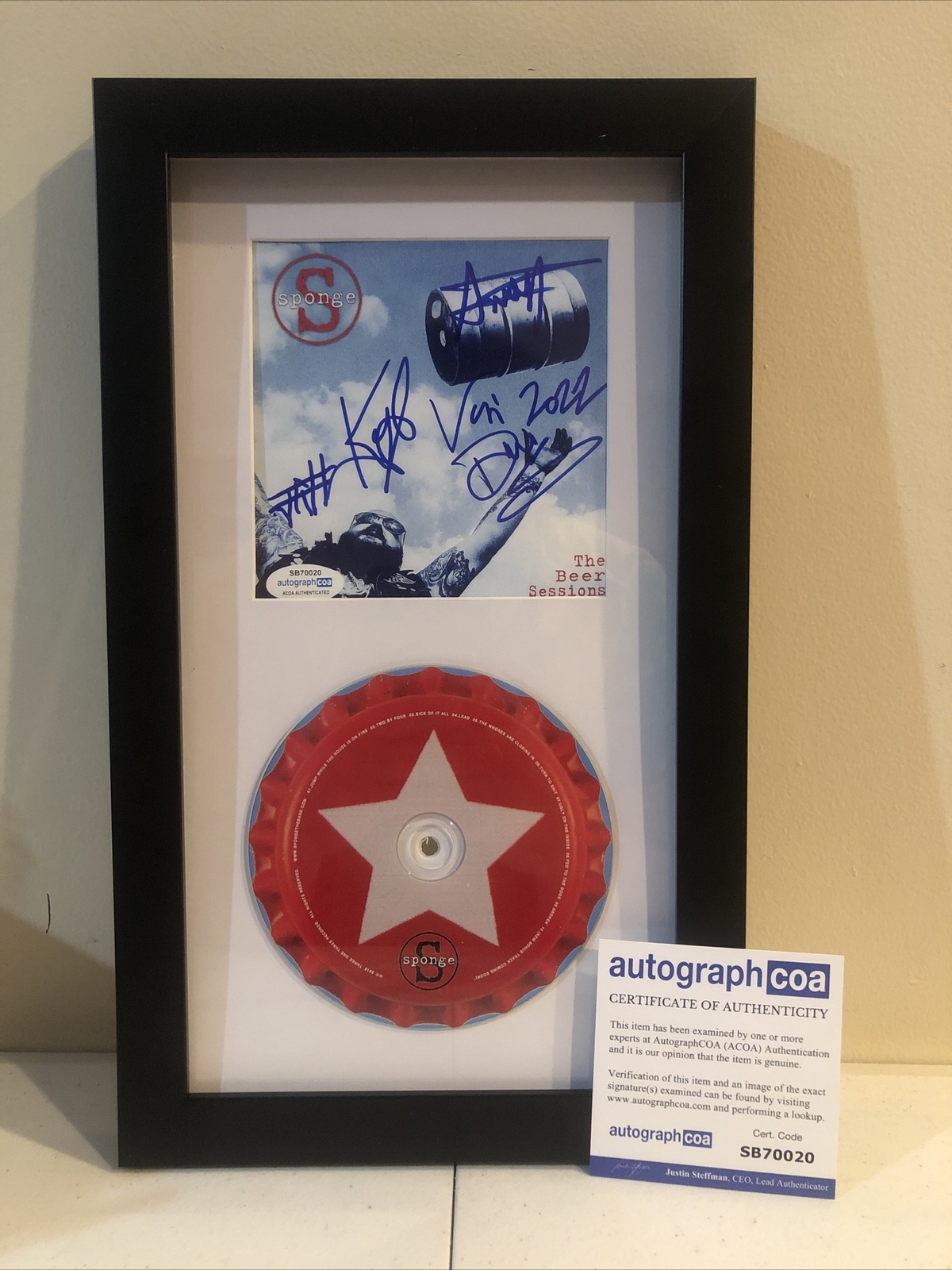 SPONGE SIGNED AUTOGRAPH FRAMED CD DISPLAY ACOA THE BEER SESSIONS DOMBROSKI