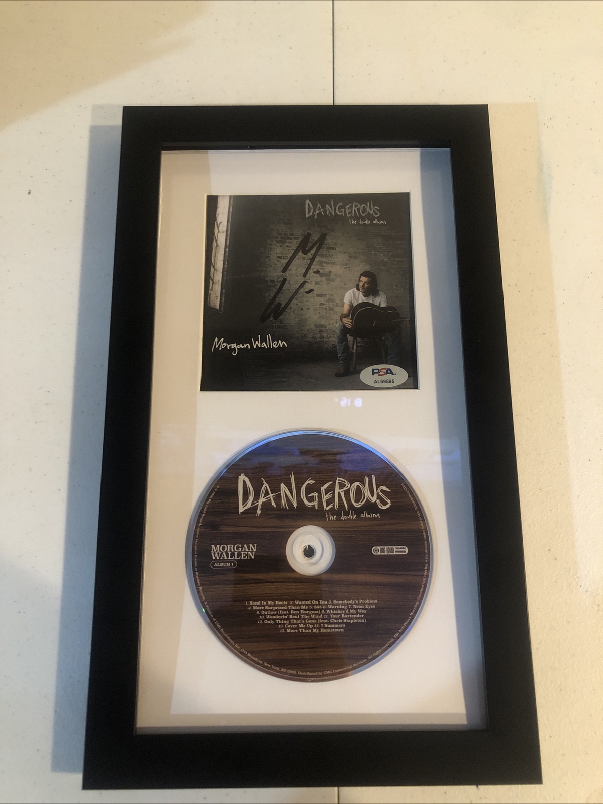 MORGAN WALLEN SIGNED AUTOGRAPH FRAMED CD DISPLAY PSA COA DANGEROUS DOUBLE ALBUM