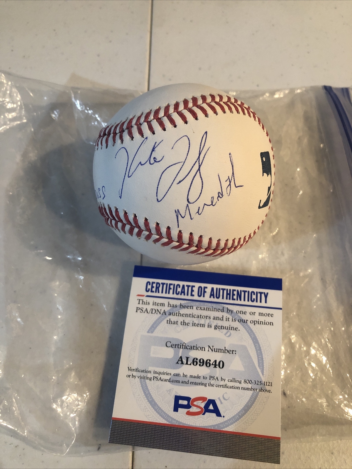 KATE FLANNERY THE OFFICE SIGNED AUTOGRAPH ROMLB BASEBALL PSA COA MEREDITH QUOTE